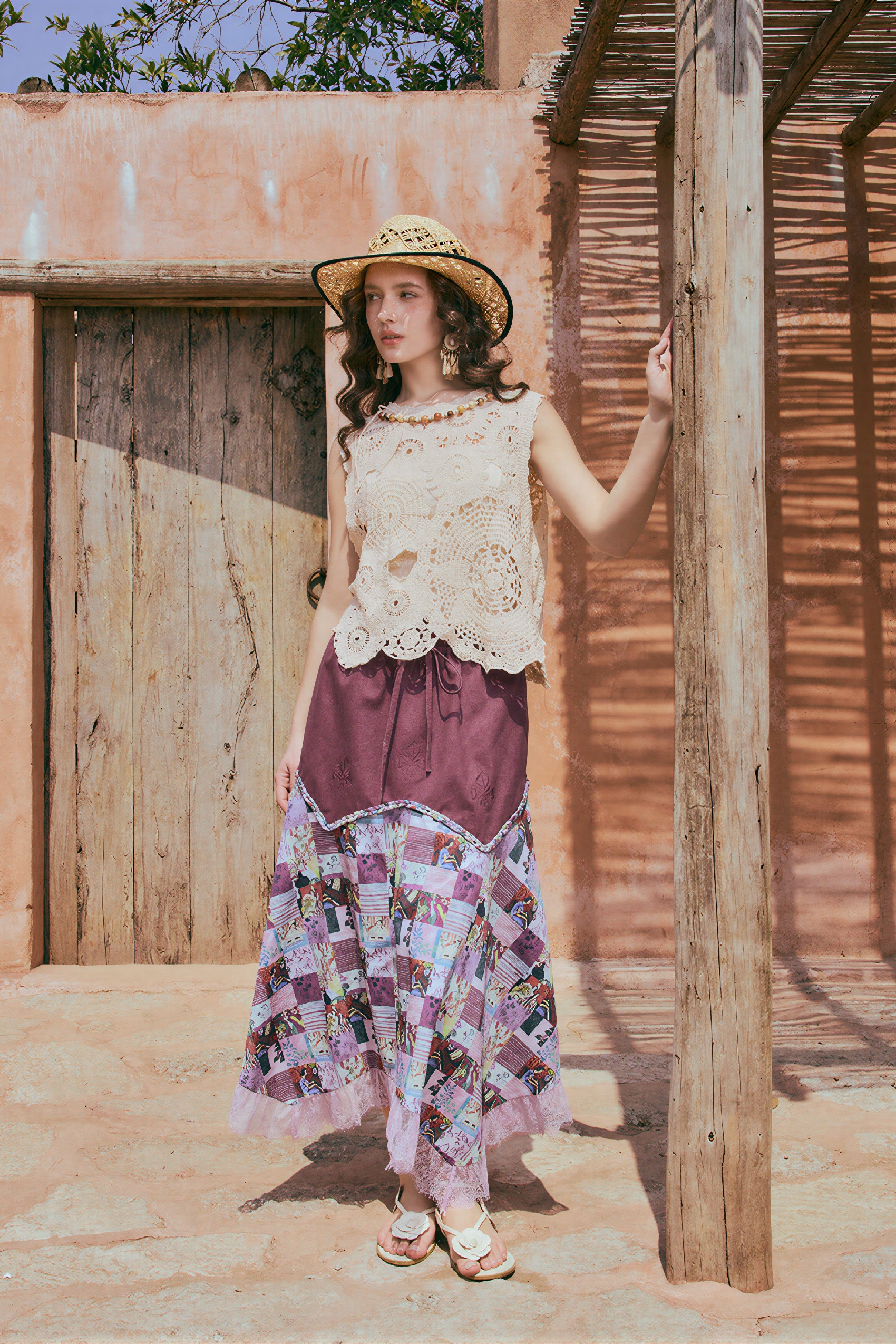 Vintage Relaxed-Fit Printed Skirt