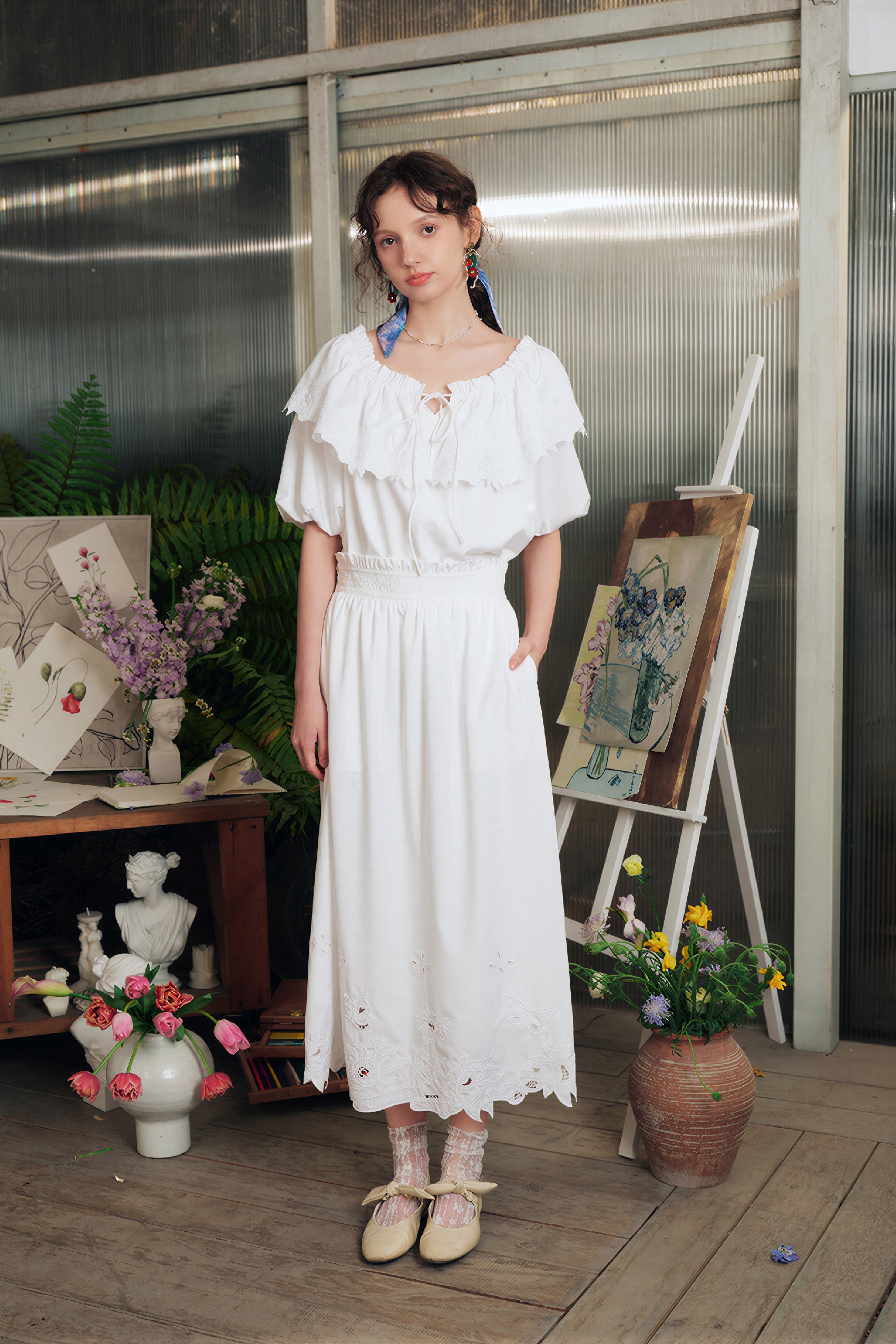 Emerging Artists Series White Openwork Skirt