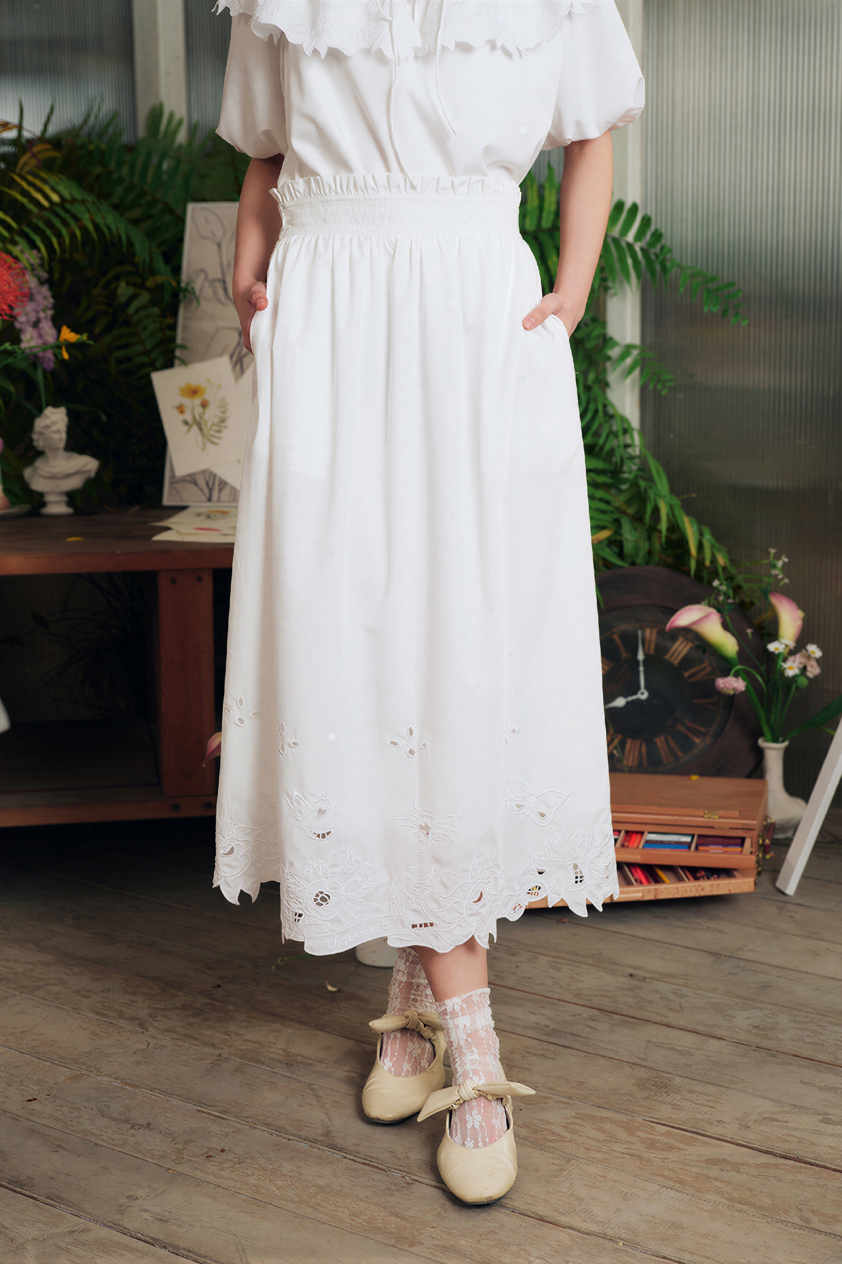 Emerging Artists Series White Openwork Skirt