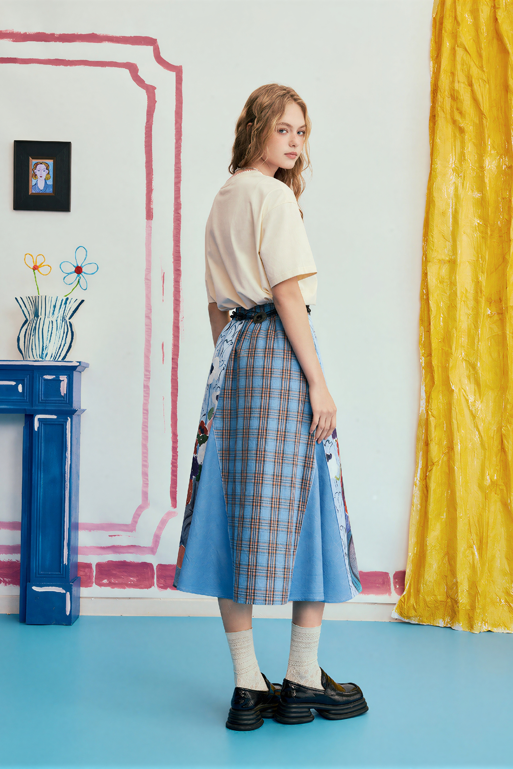 Matisse-Inspired Vintage Designer Plaid Skirt