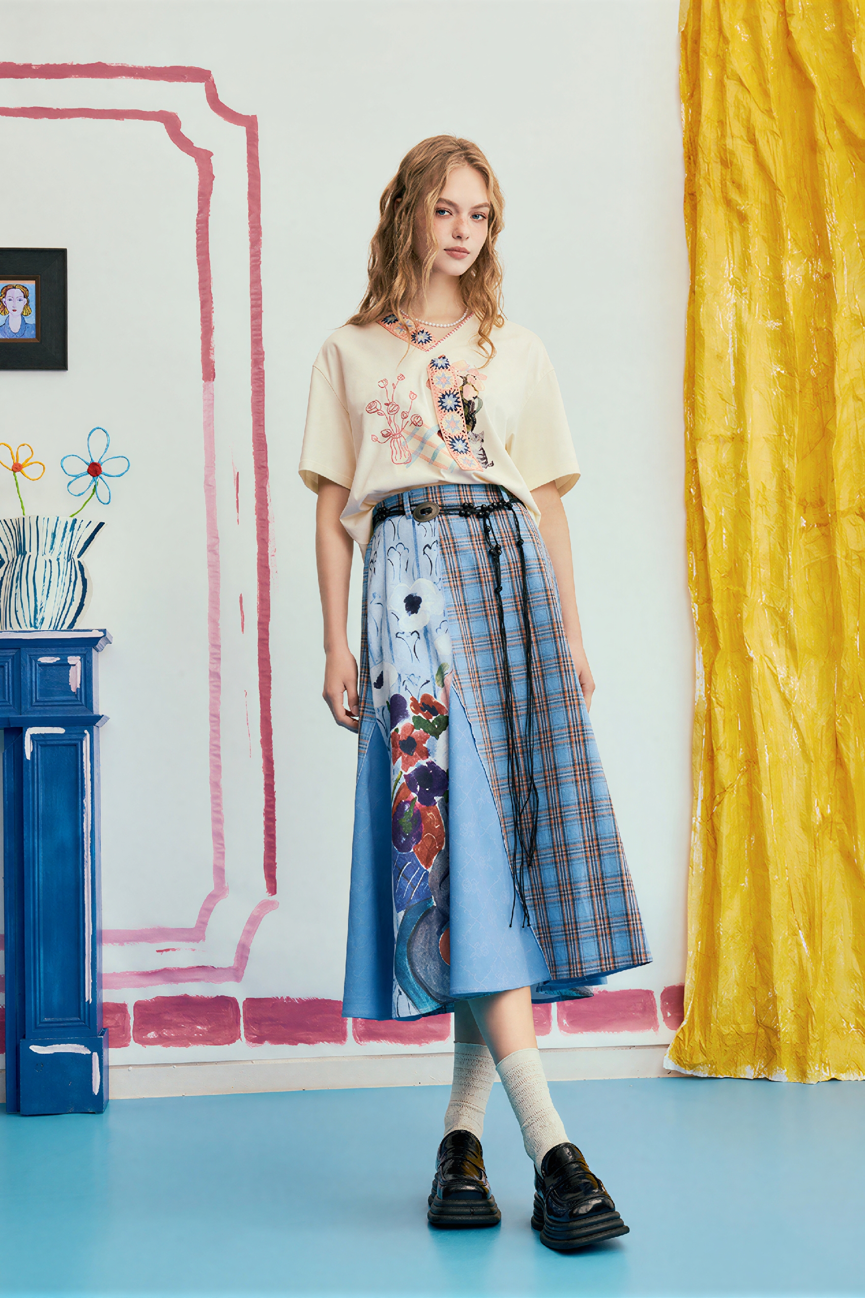 Matisse-Inspired Vintage Designer Plaid Skirt