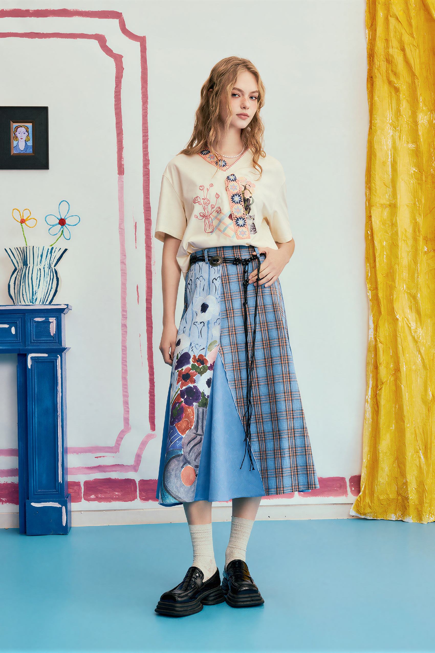 Matisse-Inspired Vintage Designer Plaid Skirt
