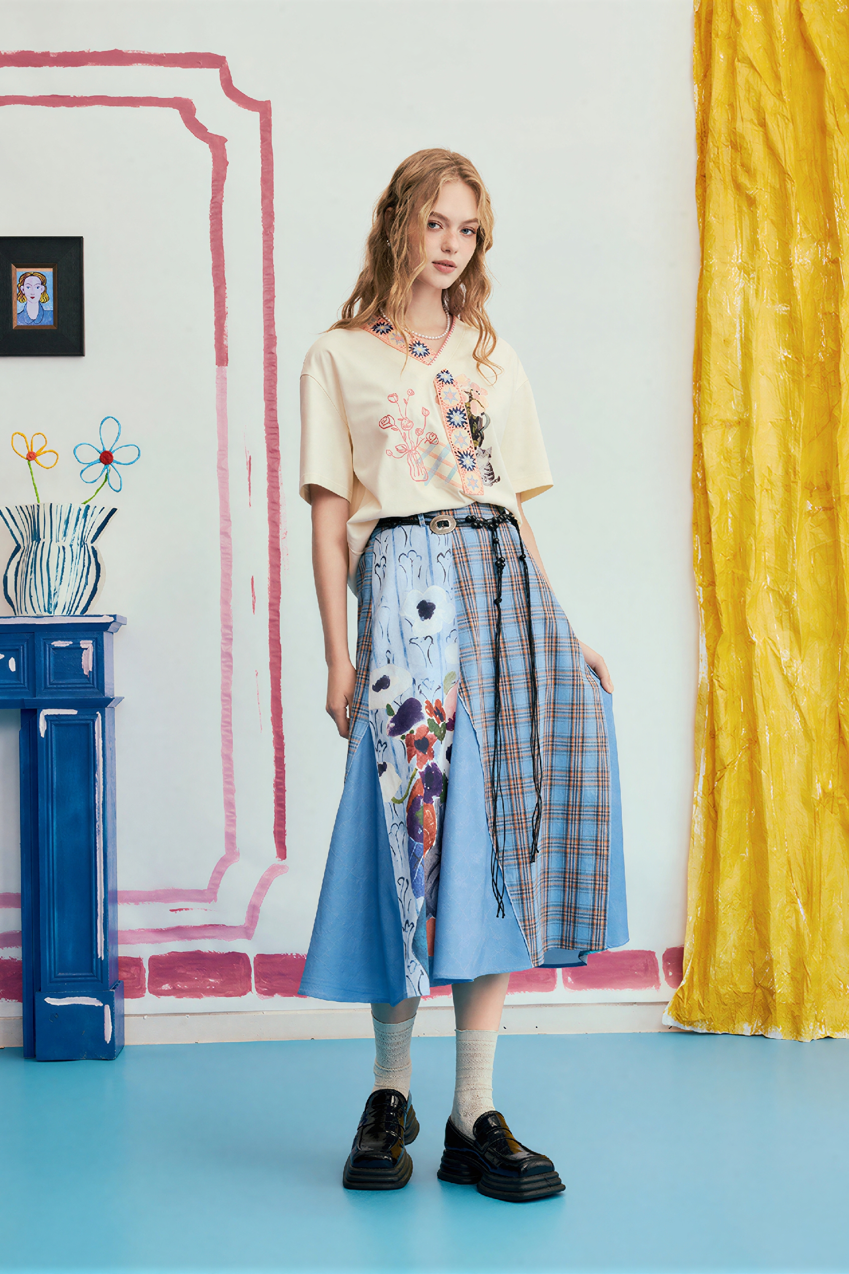 Matisse-Inspired Vintage Designer Plaid Skirt