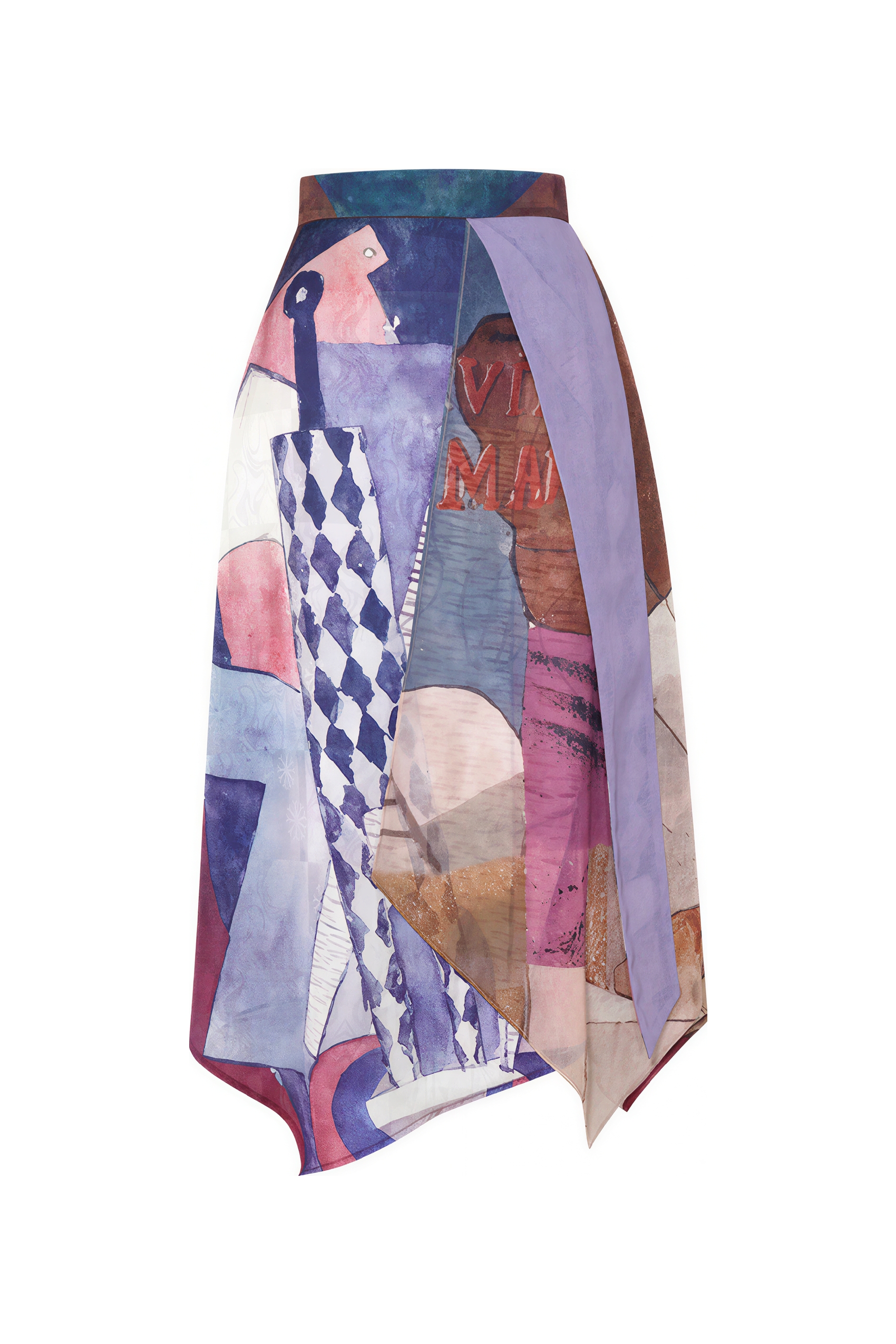 Asymmetric Printed A-Line Skirt | LYONSENS Women's Fashion