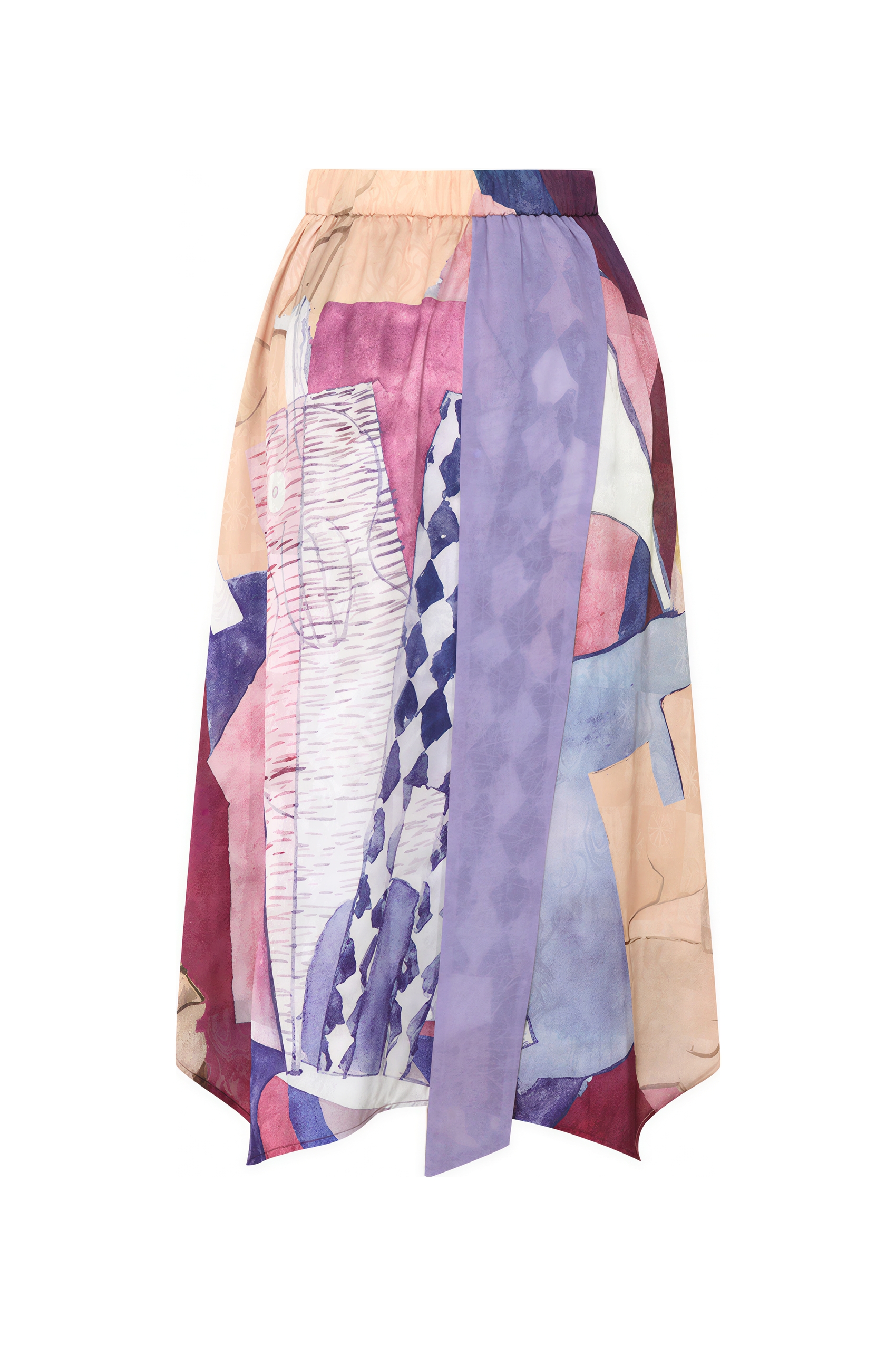 Asymmetric Printed A-Line Skirt | LYONSENS Women's Fashion