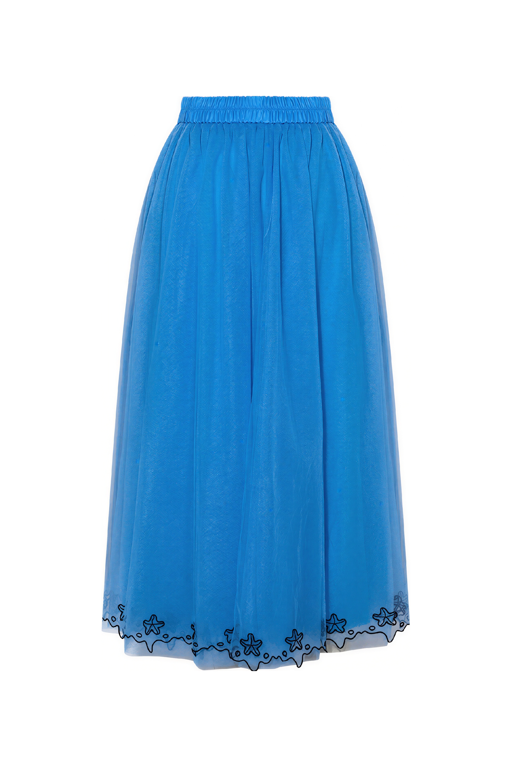 High-Waisted A-Line Embroidered Skirt