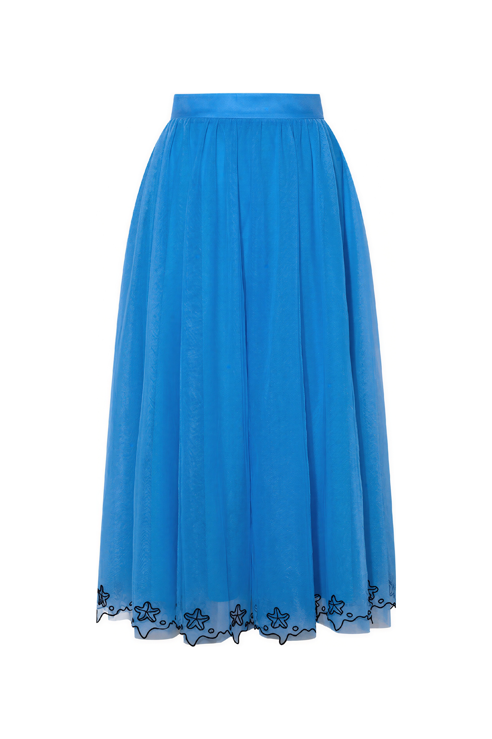 High-Waisted A-Line Embroidered Skirt