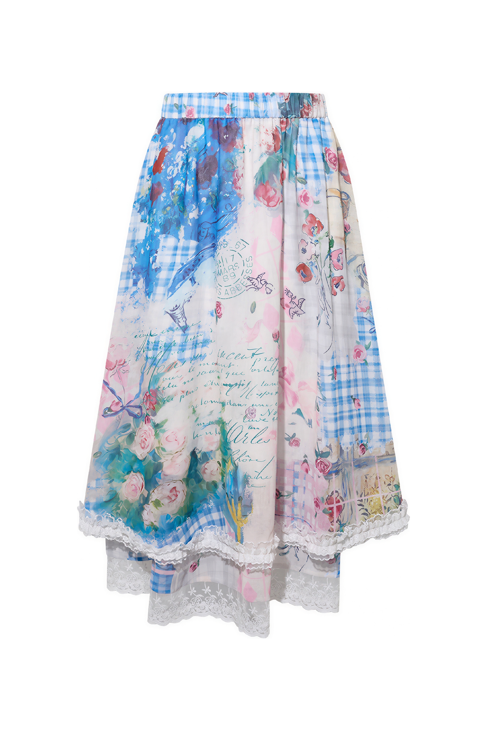 Artistic Lace Floral A-Line Skirt