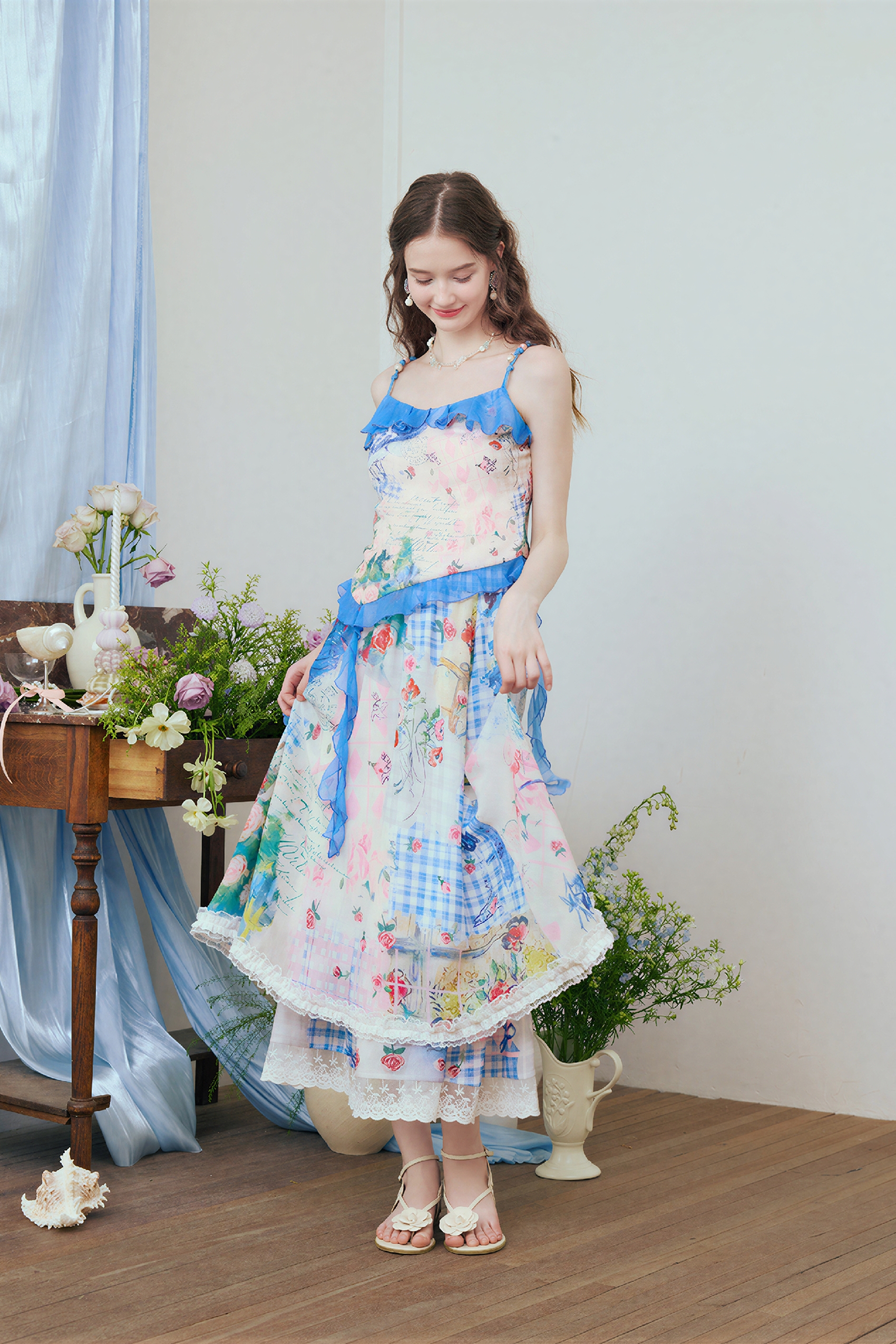 Artistic Lace Floral A-Line Skirt