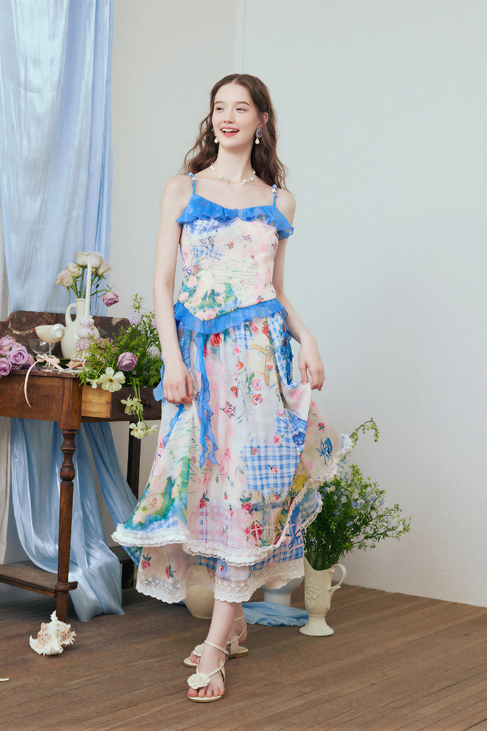 Artistic Lace Floral A-Line Skirt