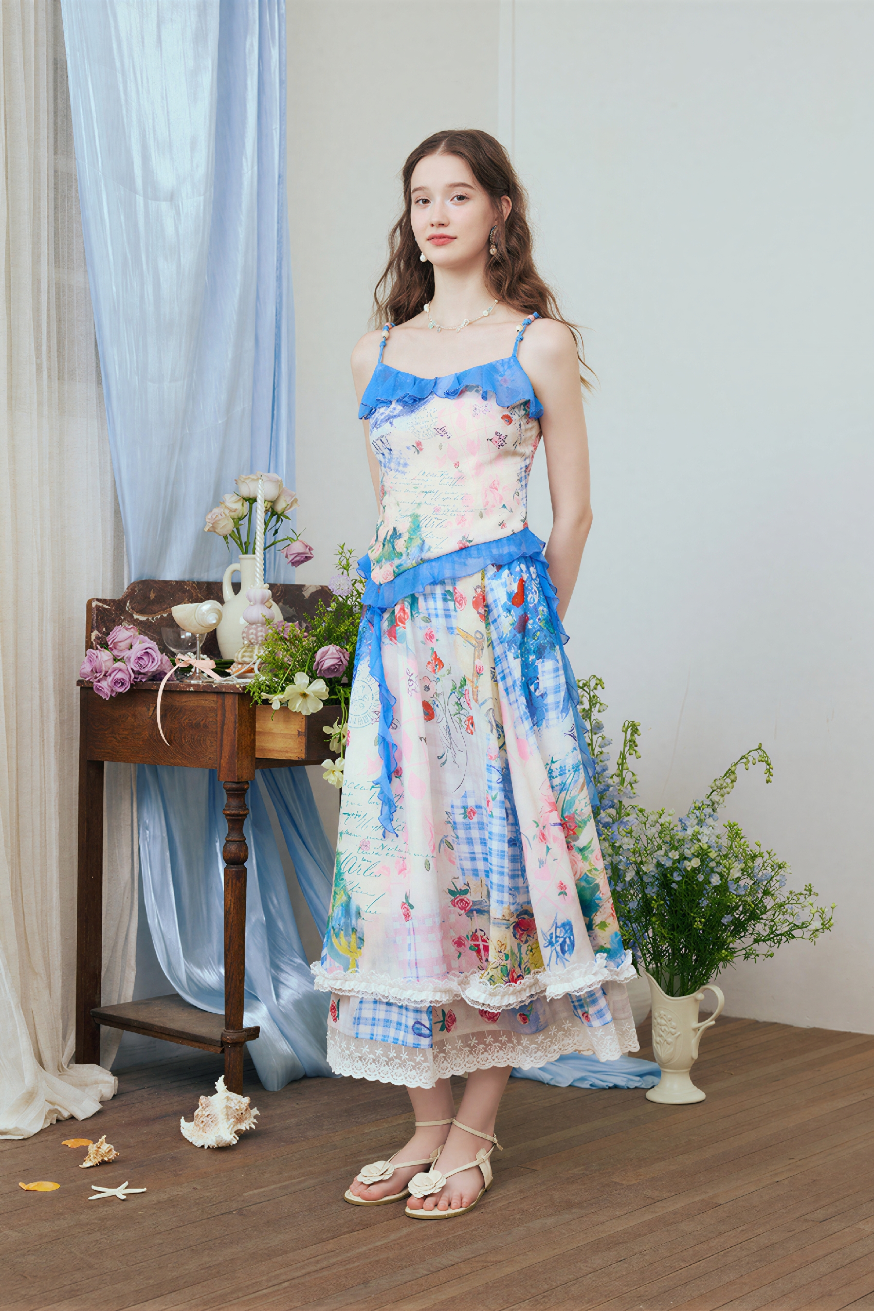 Artistic Lace Floral A-Line Skirt