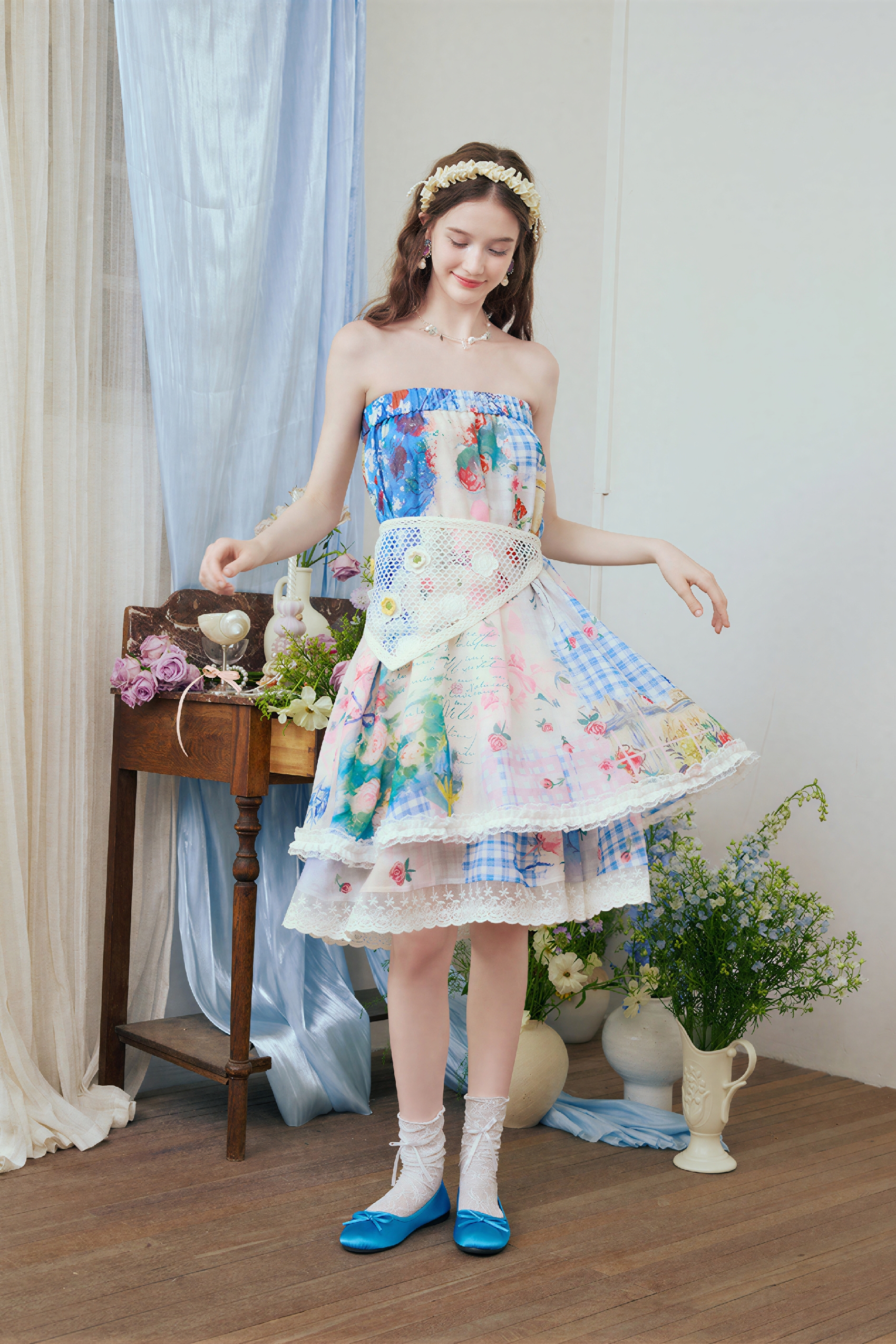 Artistic Lace Floral A-Line Skirt