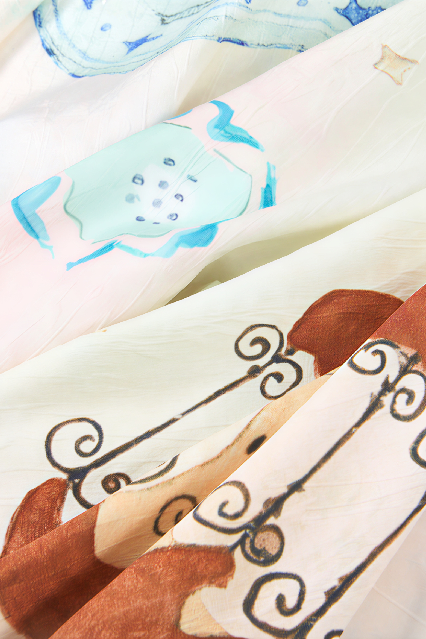 White Relaxed-Fit Printed Ruffle Skirt