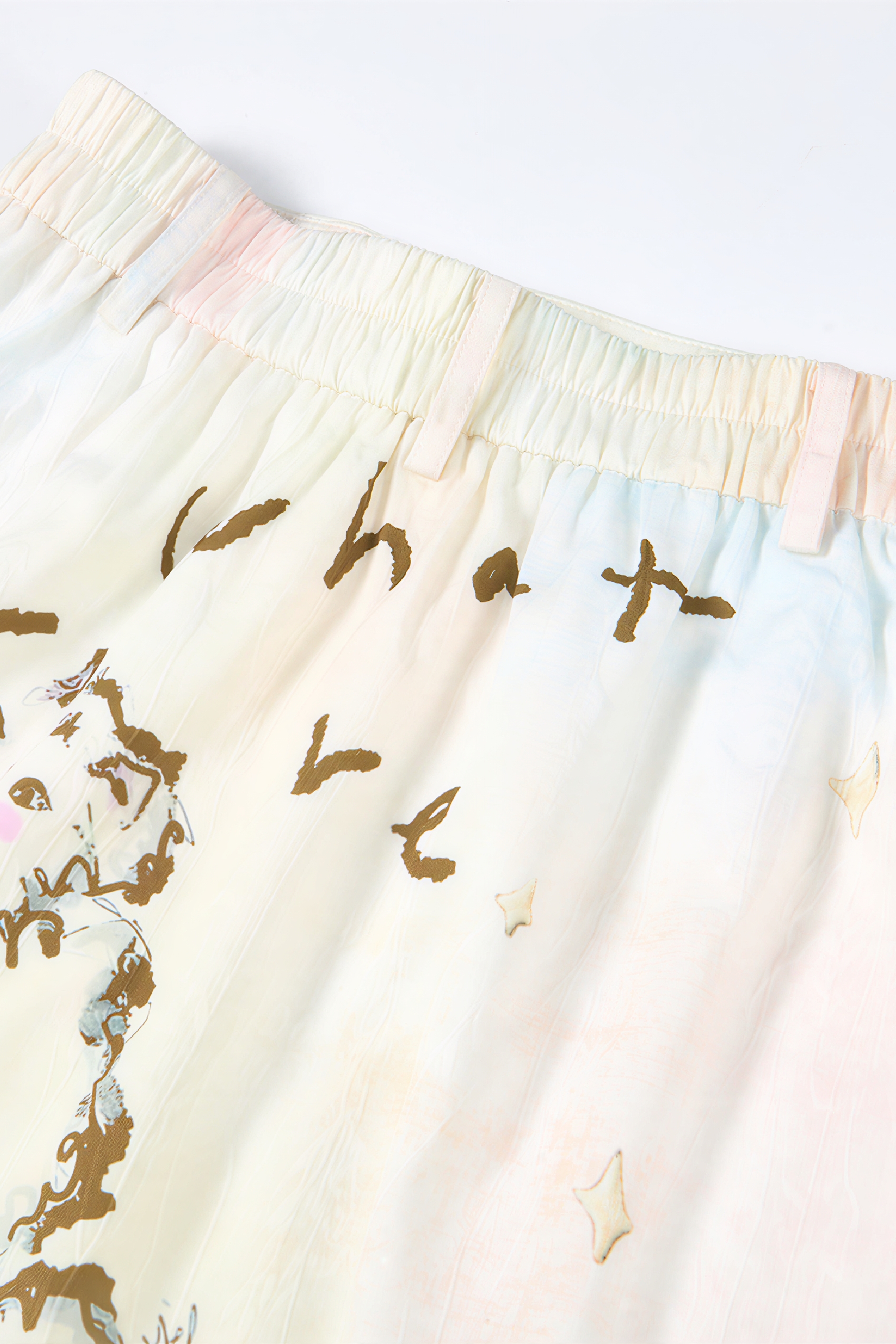 White Relaxed-Fit Printed Ruffle Skirt