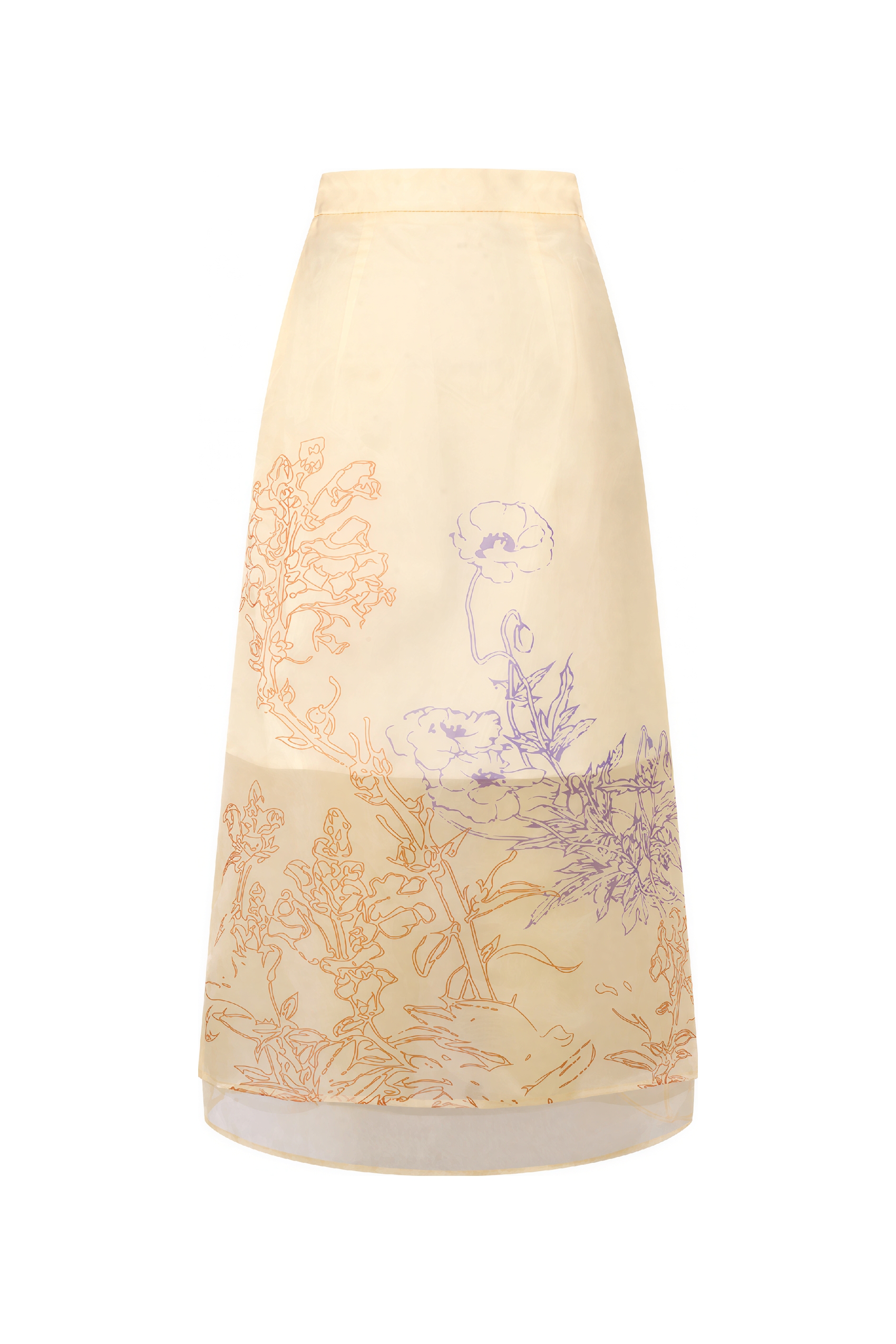 Printed A-Line Midi Tulle Skirt