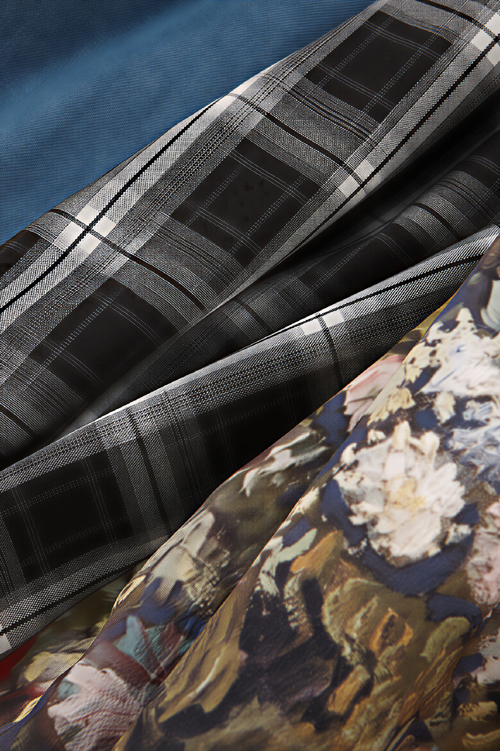 Patchwork Pleated Denim Mini Skirt