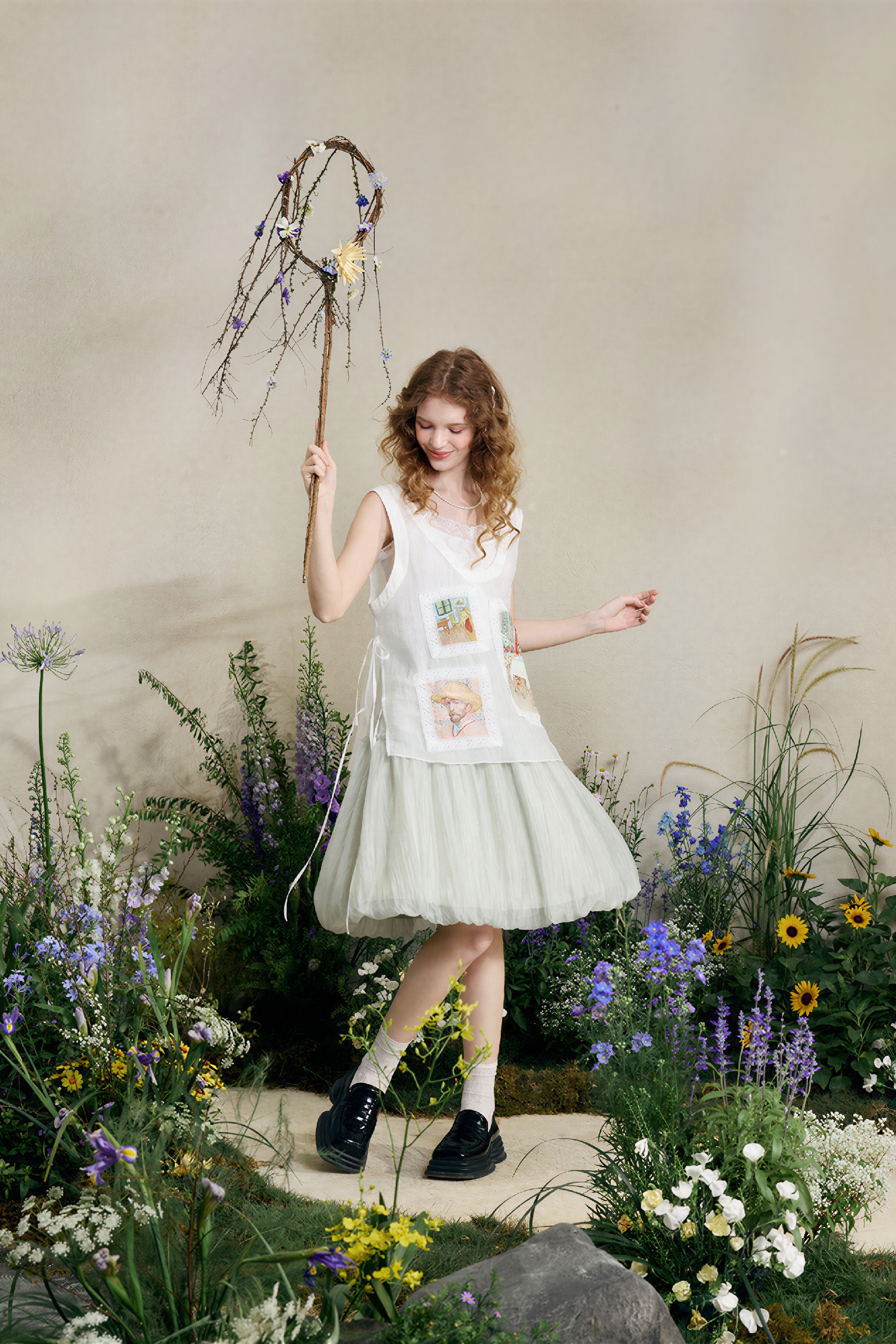 Sheer Organza Pleated Skirt