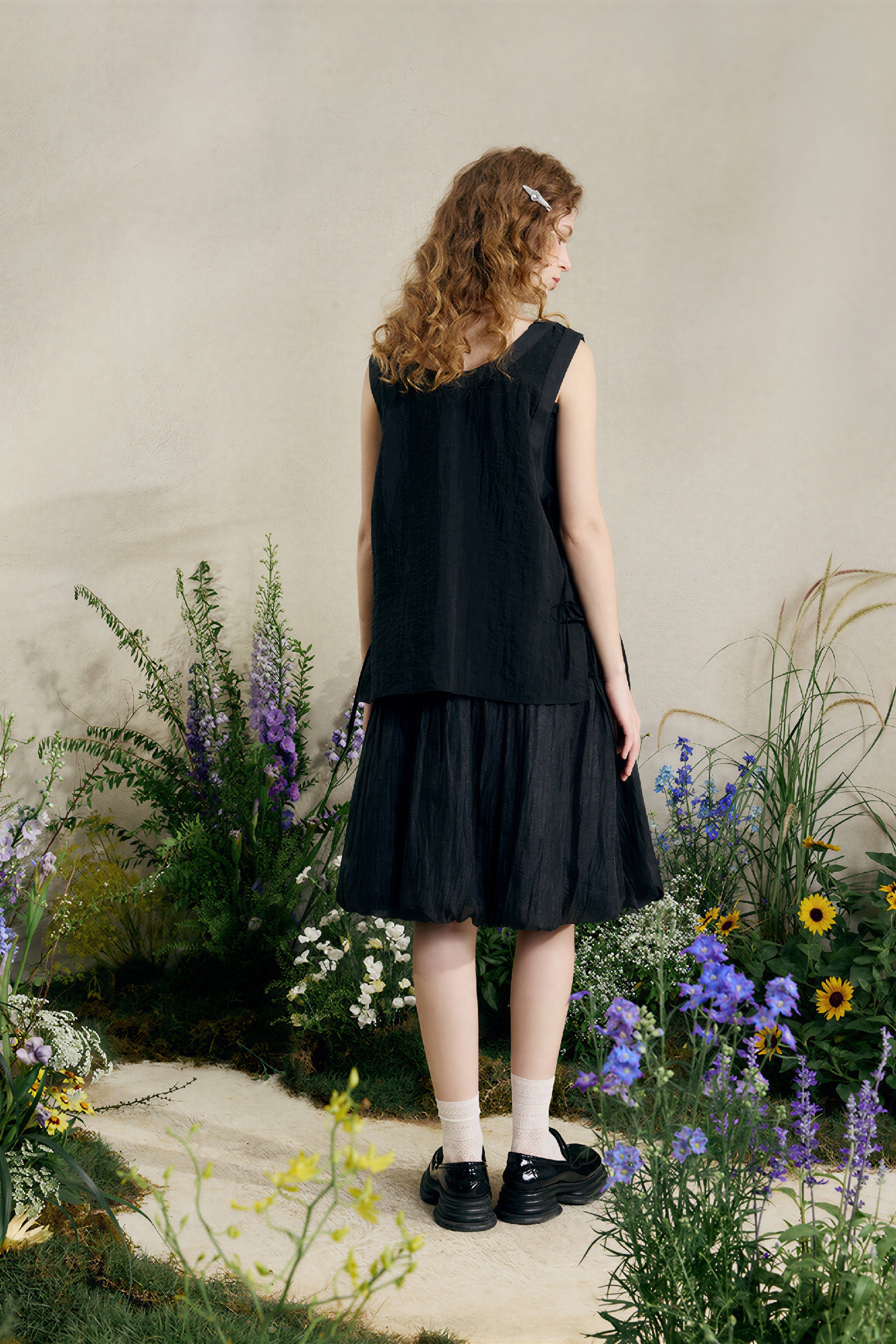 Sheer Organza Pleated Skirt