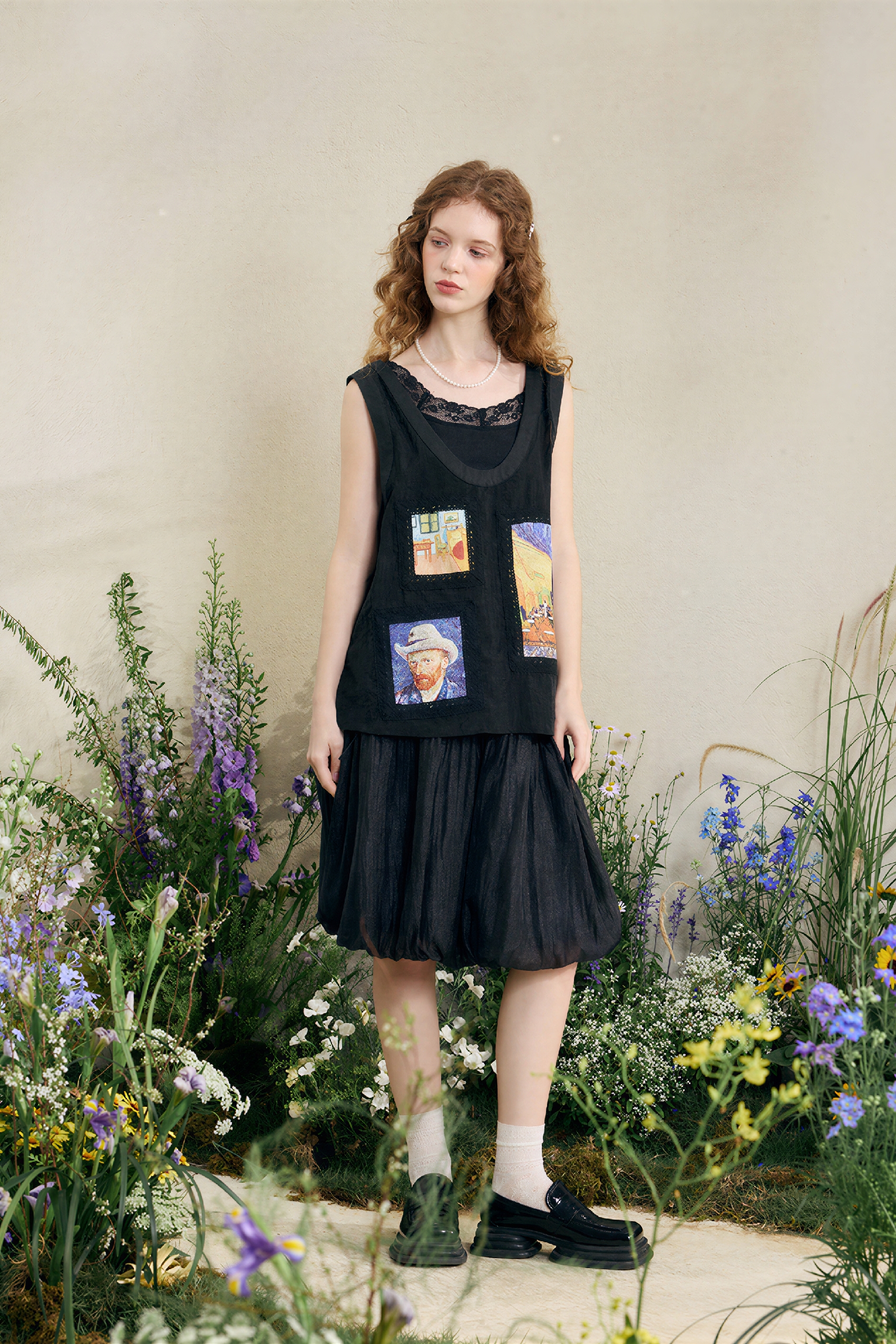 Sheer Organza Pleated Skirt