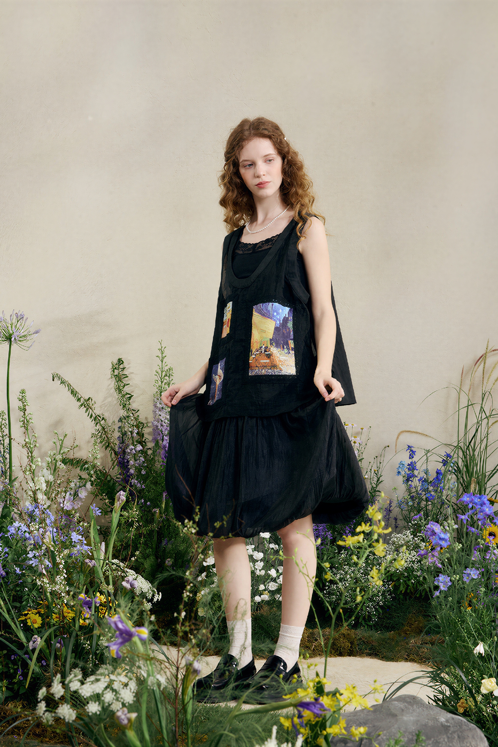 Sheer Organza Pleated Skirt