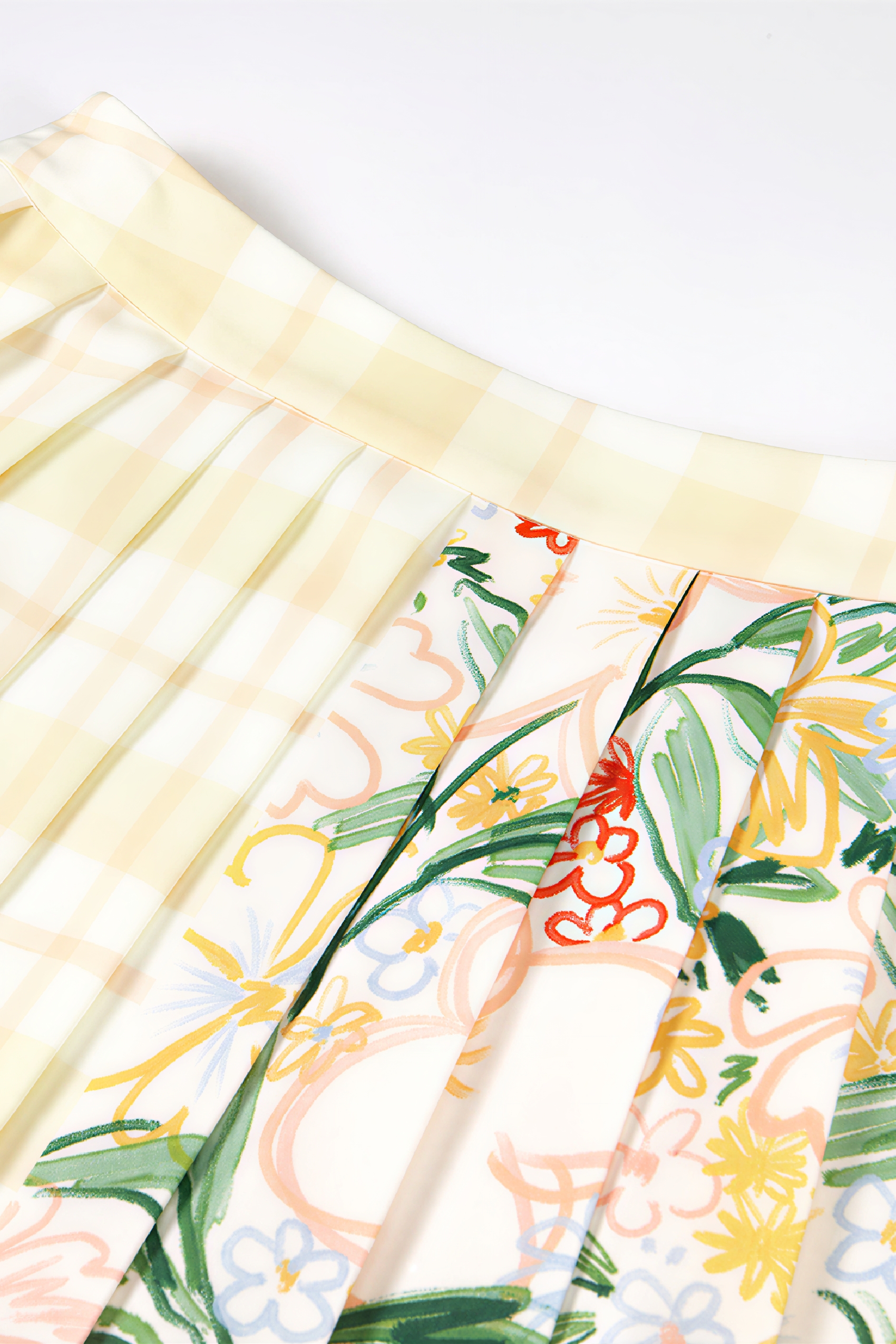 Printed Plaid Designer Pleated Skirt