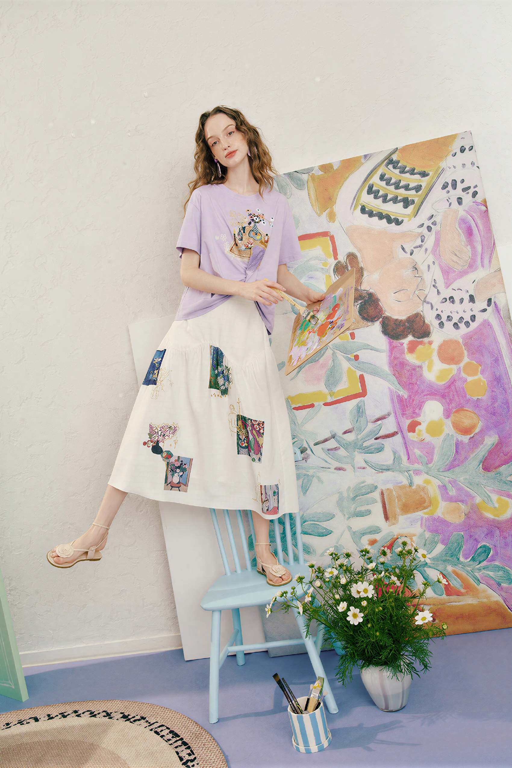 Matisse-Inspired High-Waisted A-Line Skirt