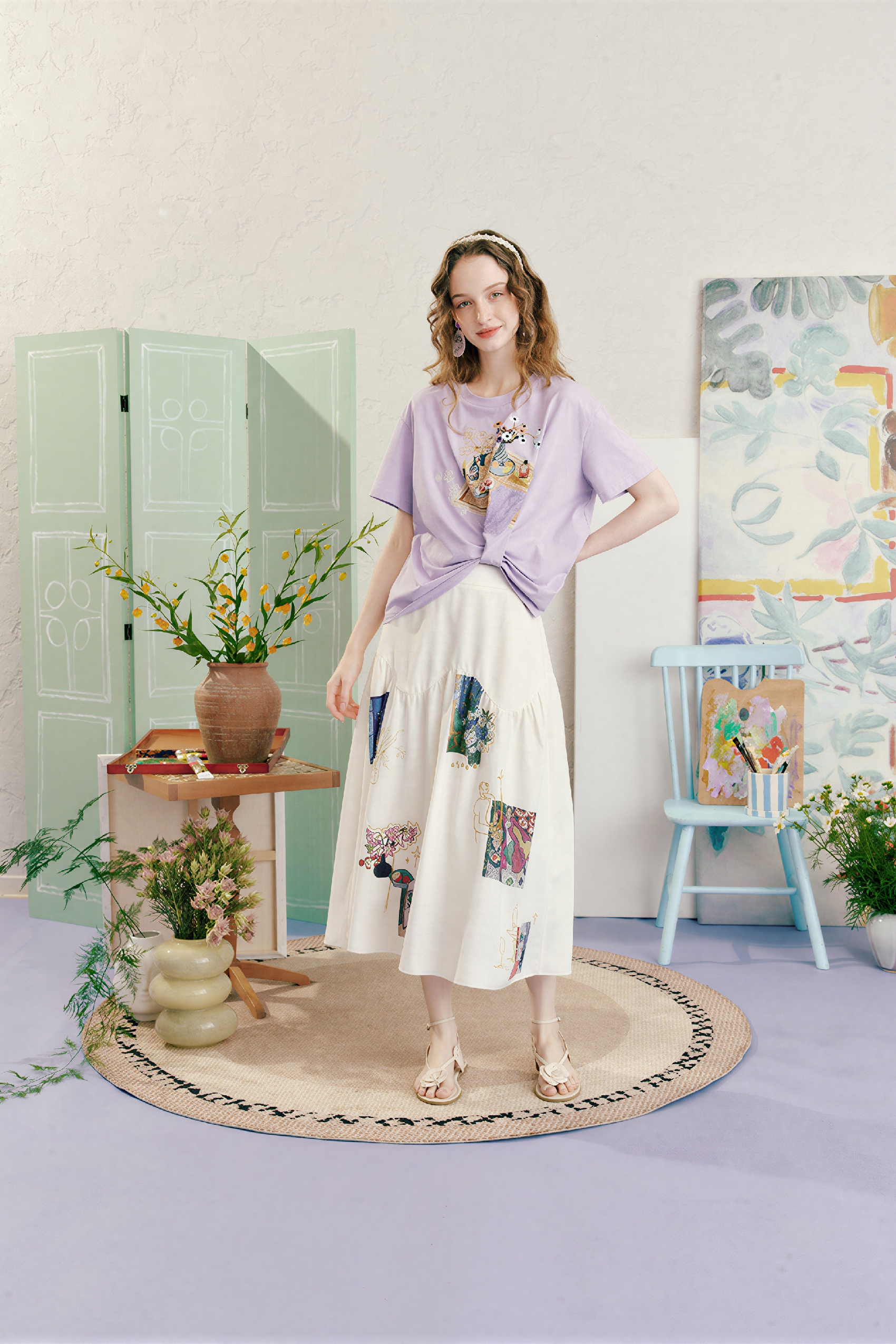 Matisse-Inspired High-Waisted A-Line Skirt