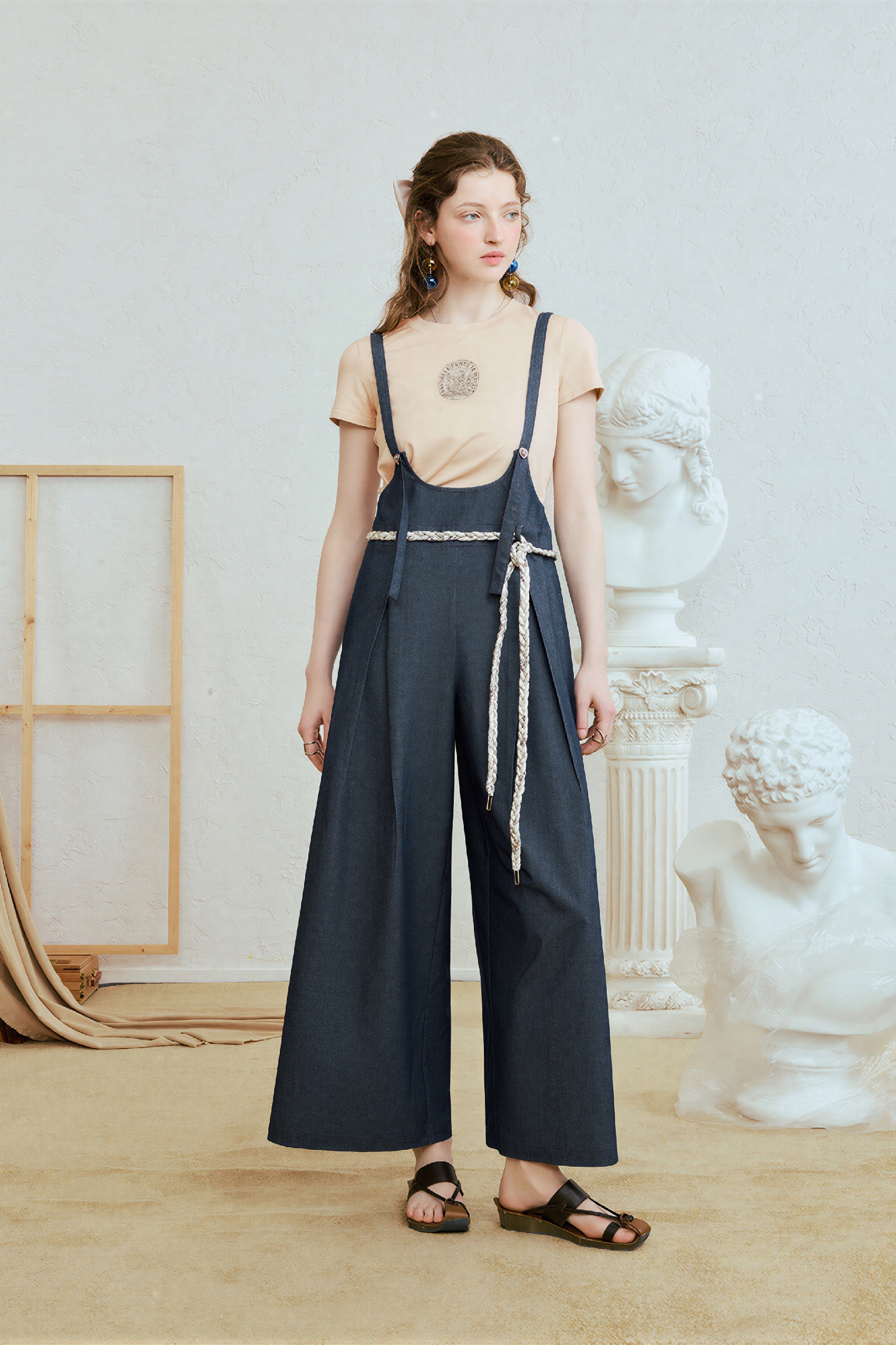 Van Gogh-Inspired Relaxed Fit Denim Overalls