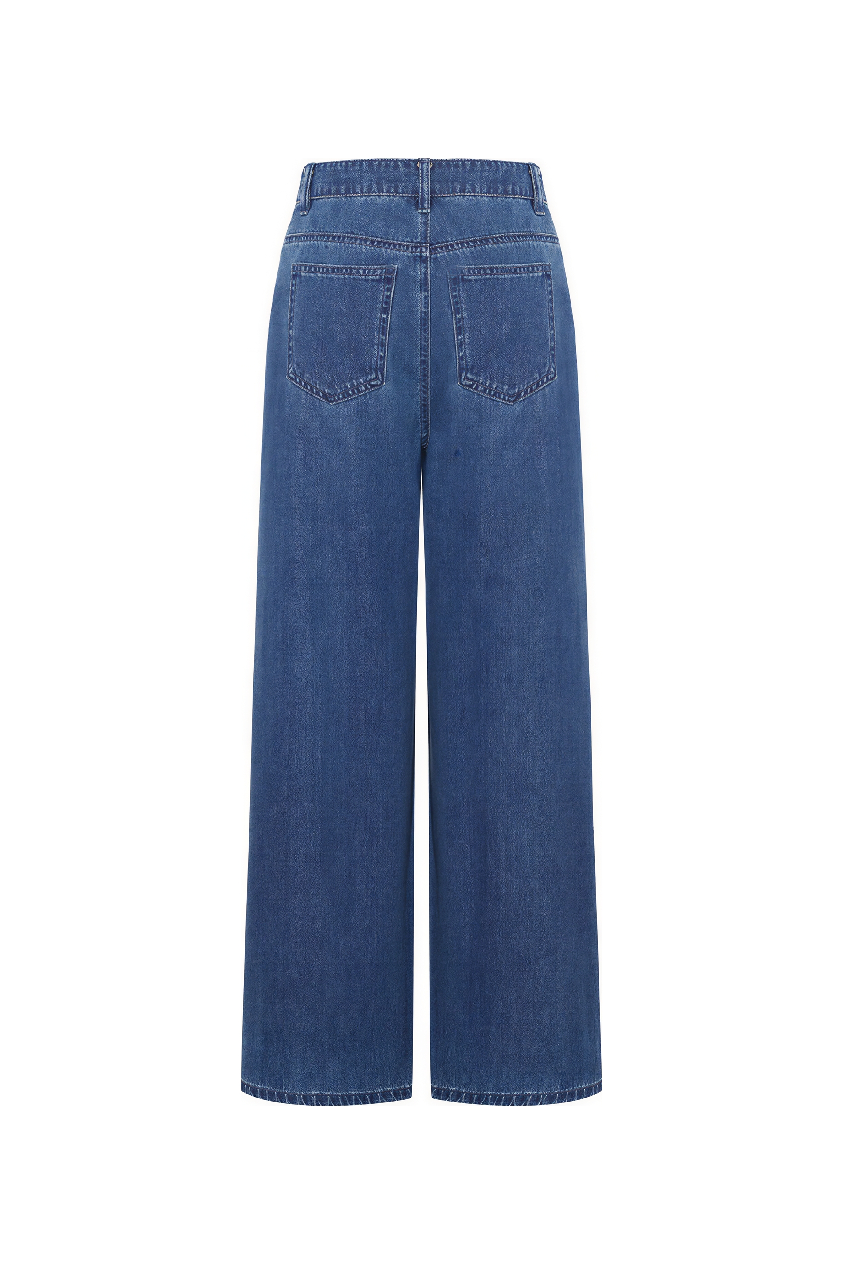 High-Waist Distressed Straight Jeans