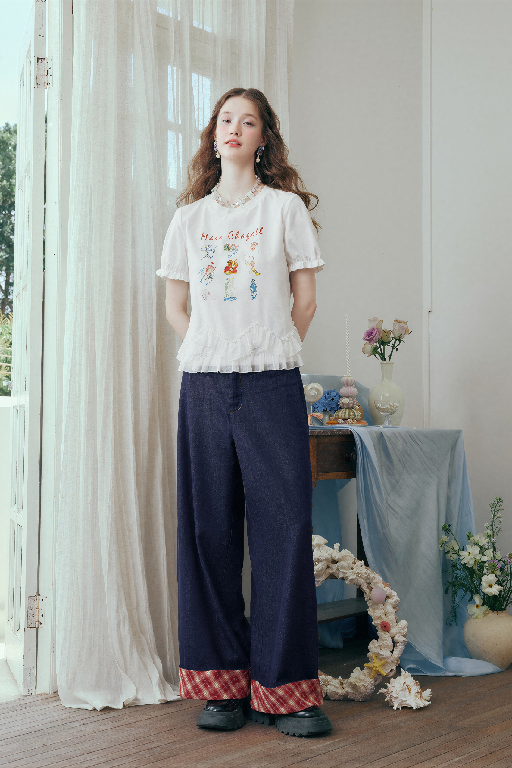 Blue Vintage High-Waist Wide-Leg Jeans