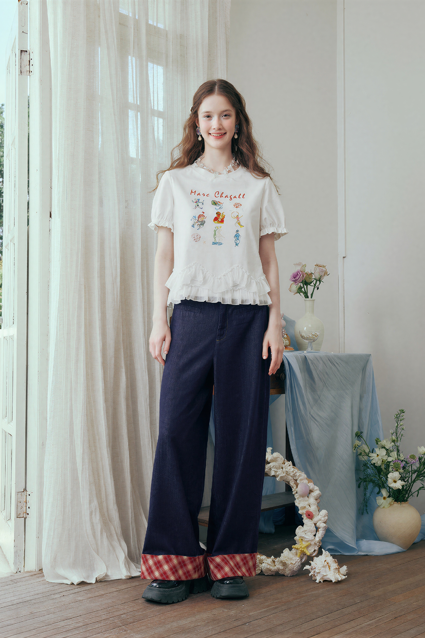 Blue Vintage High-Waist Wide-Leg Jeans