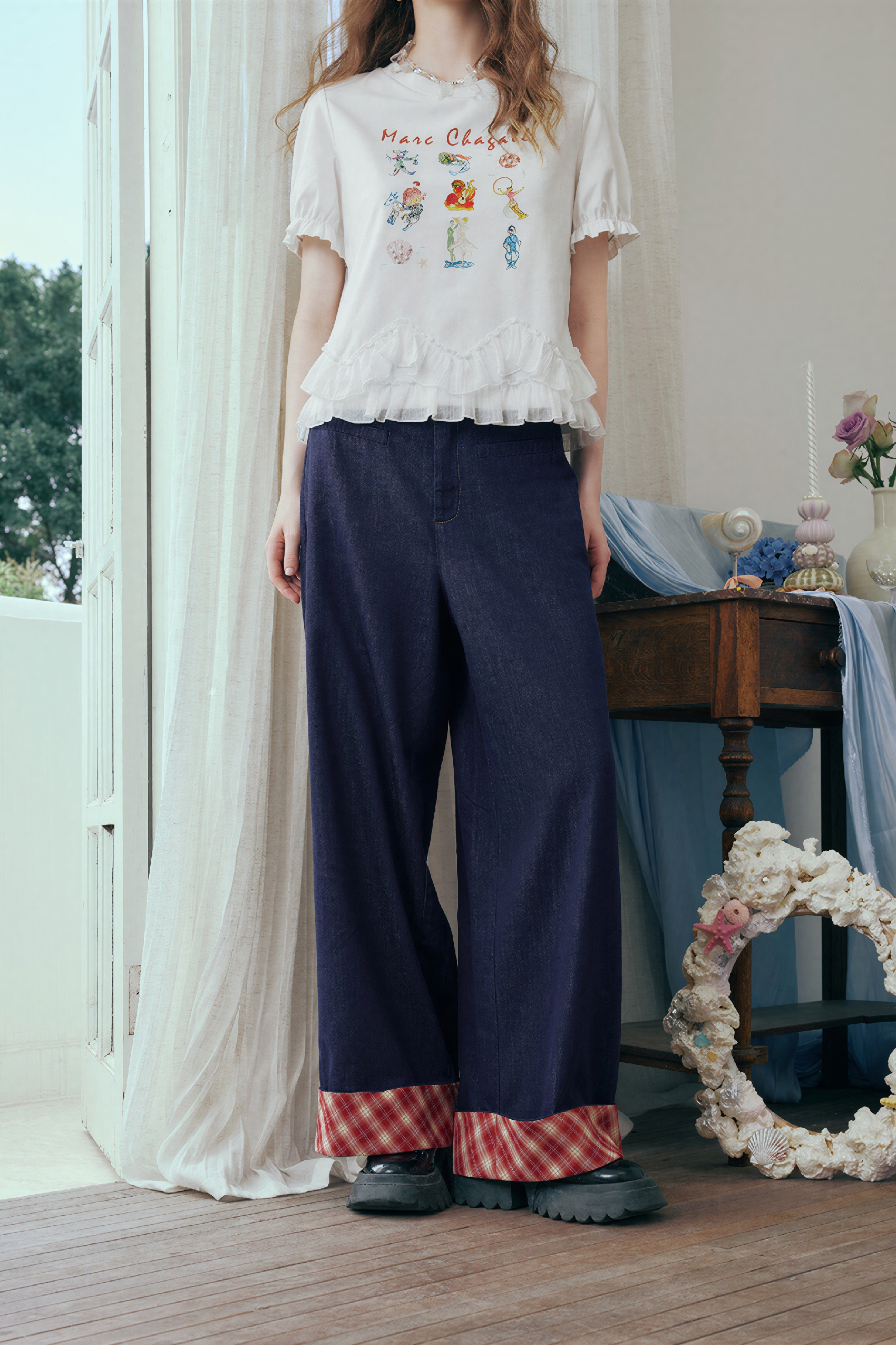 Blue Vintage High-Waist Wide-Leg Jeans