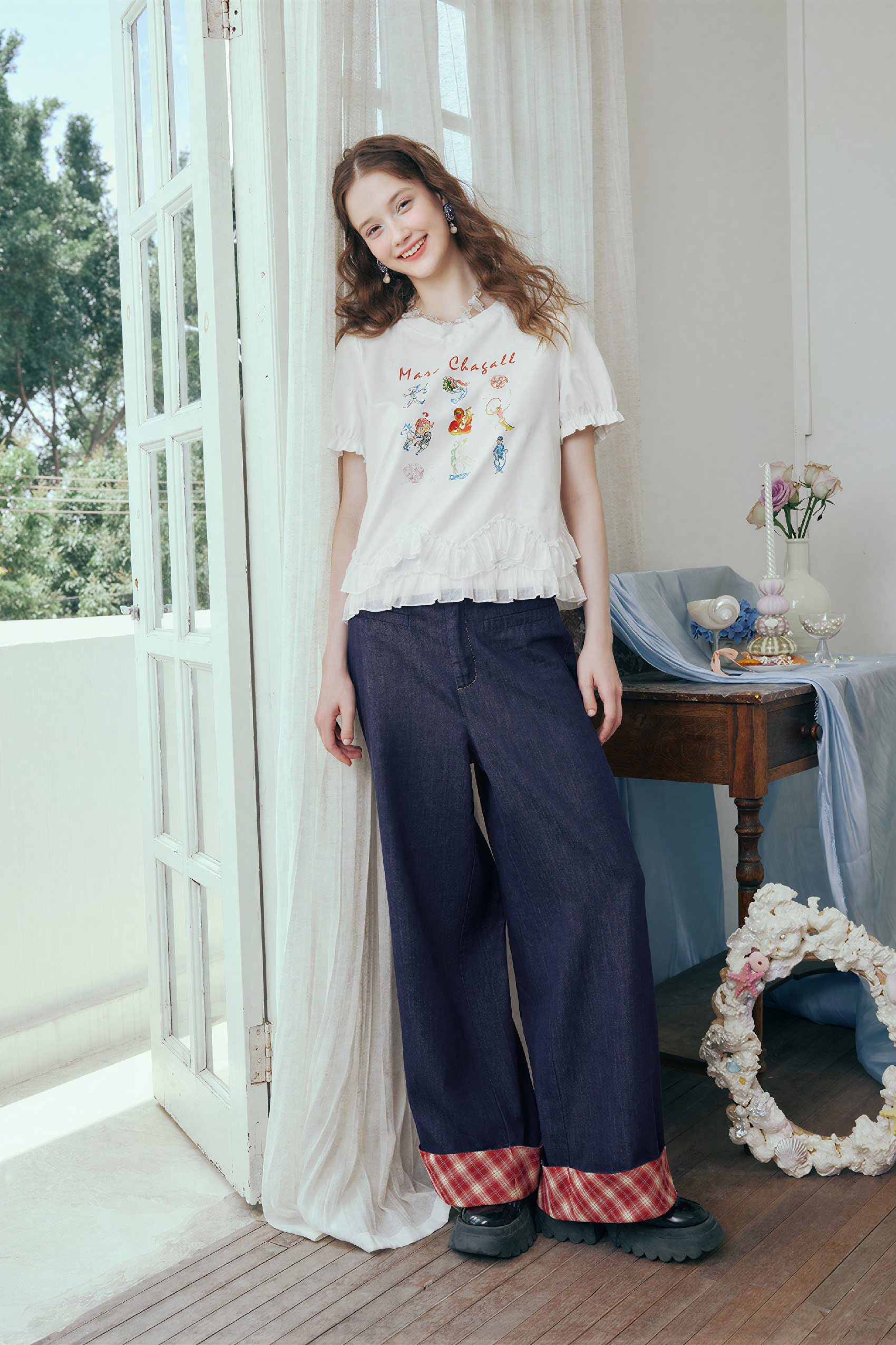 Blue Vintage High-Waist Wide-Leg Jeans