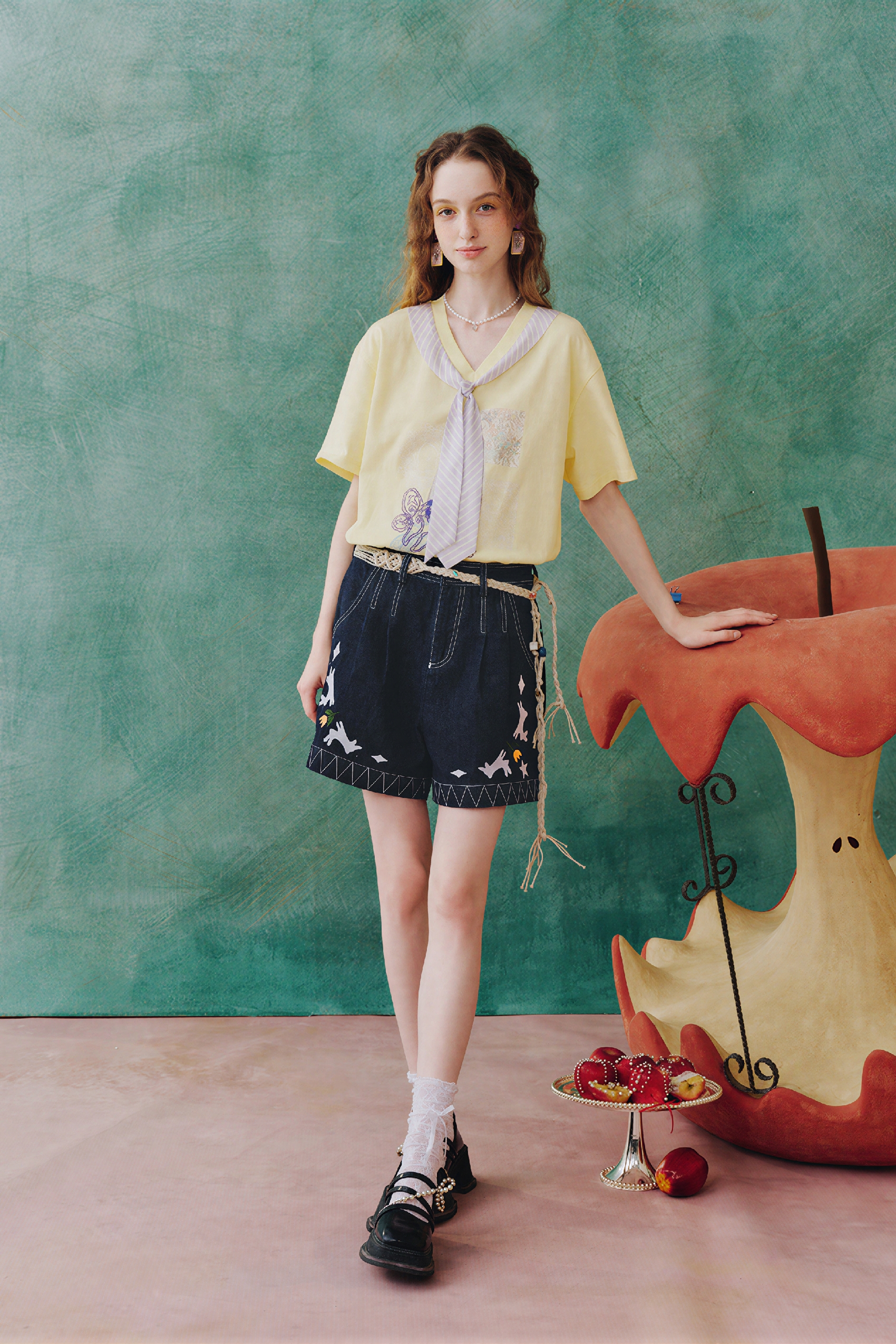 High-Waisted A-Line Slimming Denim Shorts