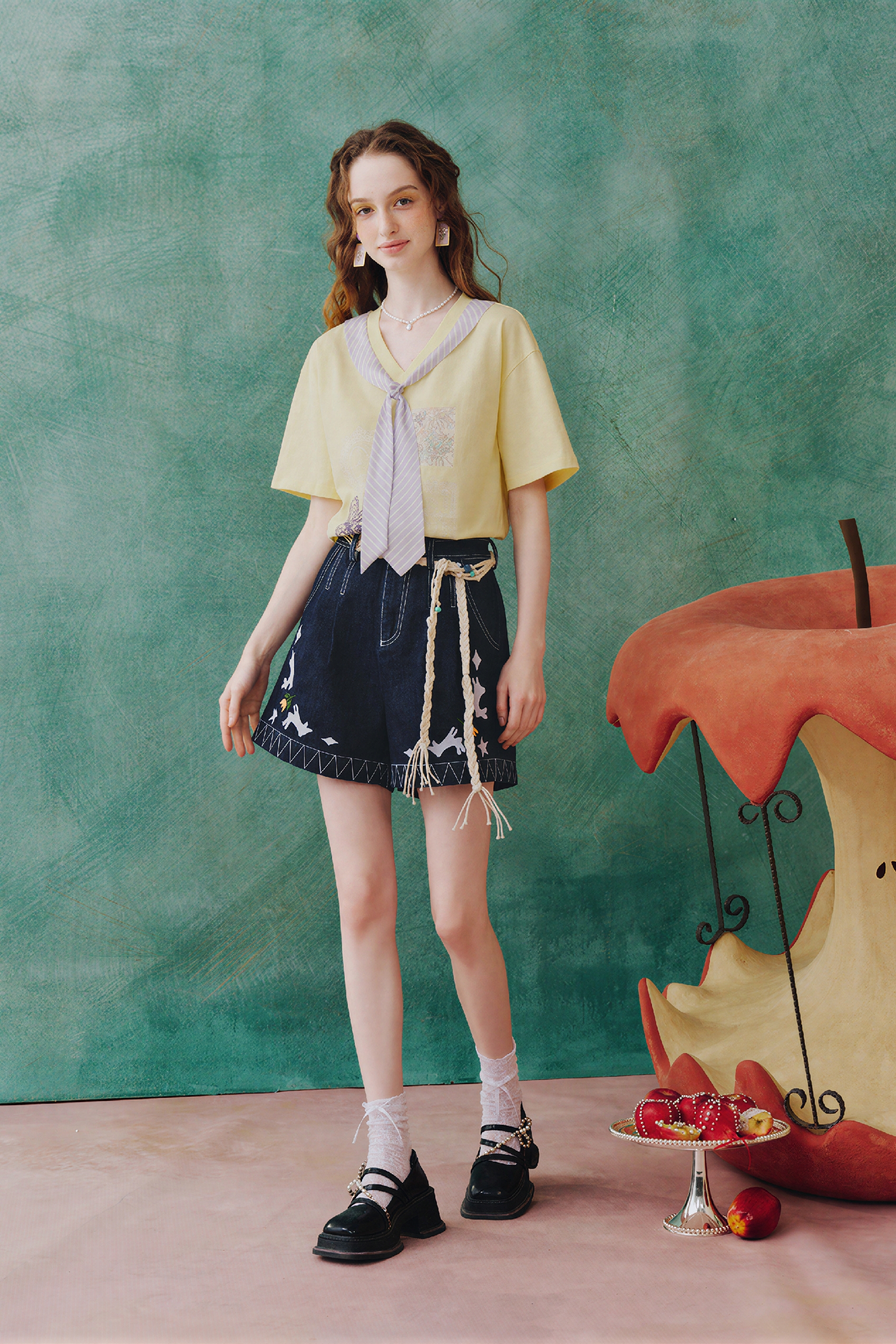 High-Waisted A-Line Slimming Denim Shorts