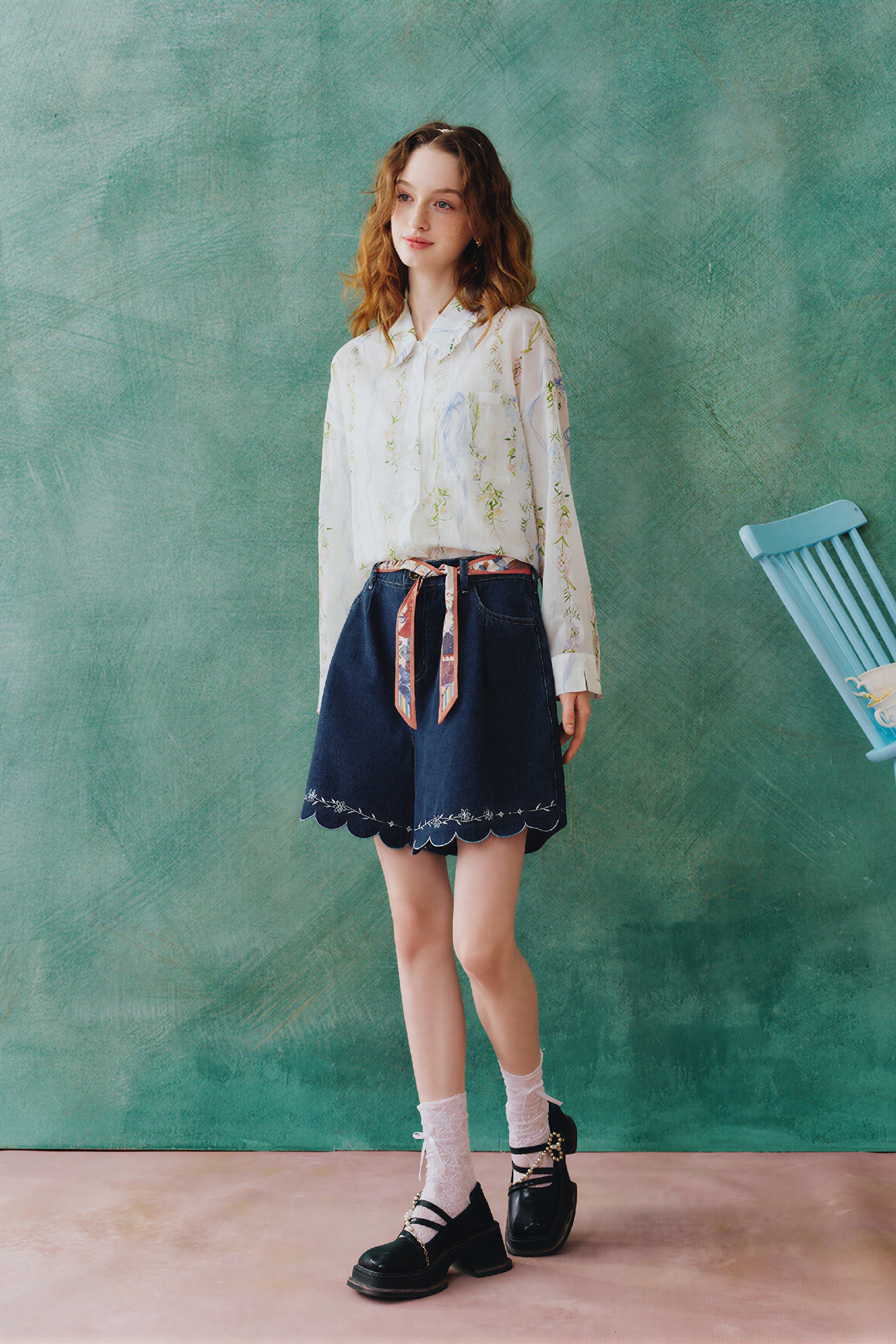 Relaxed Straight Wide-Leg Denim Shorts