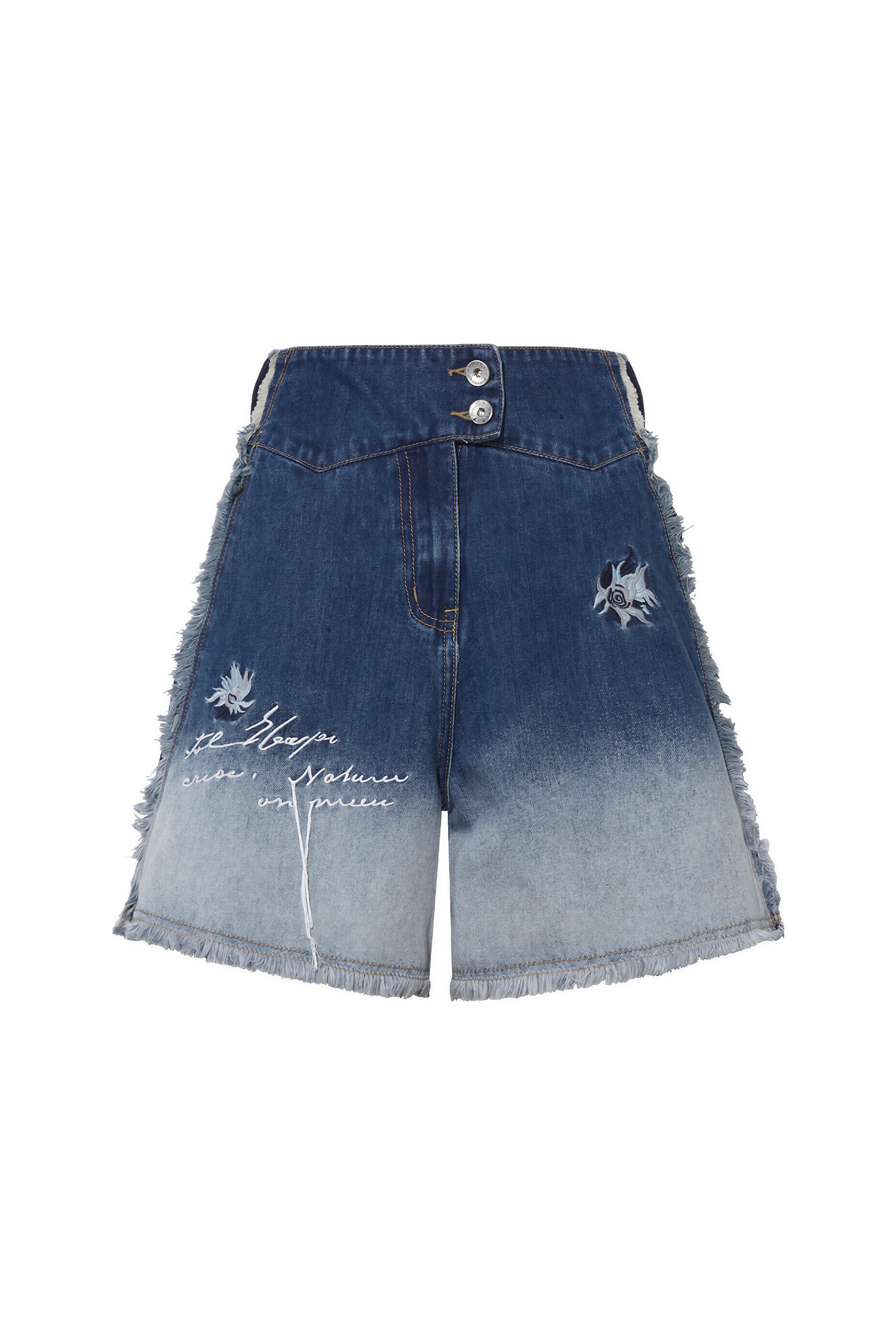 Gradient High-Waist Straight Denim Shorts