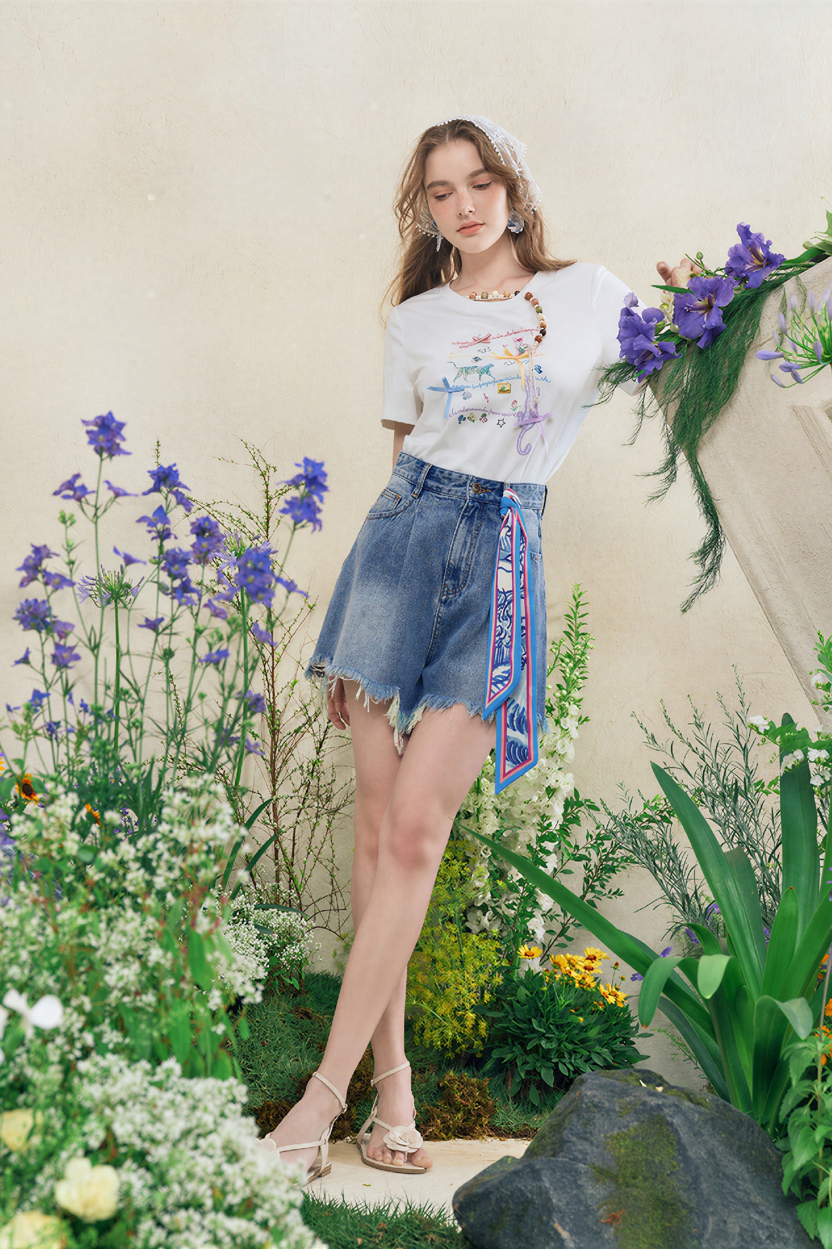 Patchwork Designer Denim Shorts