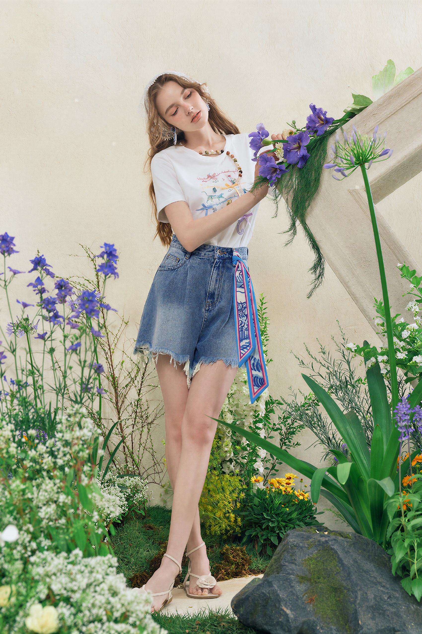 Patchwork Designer Denim Shorts