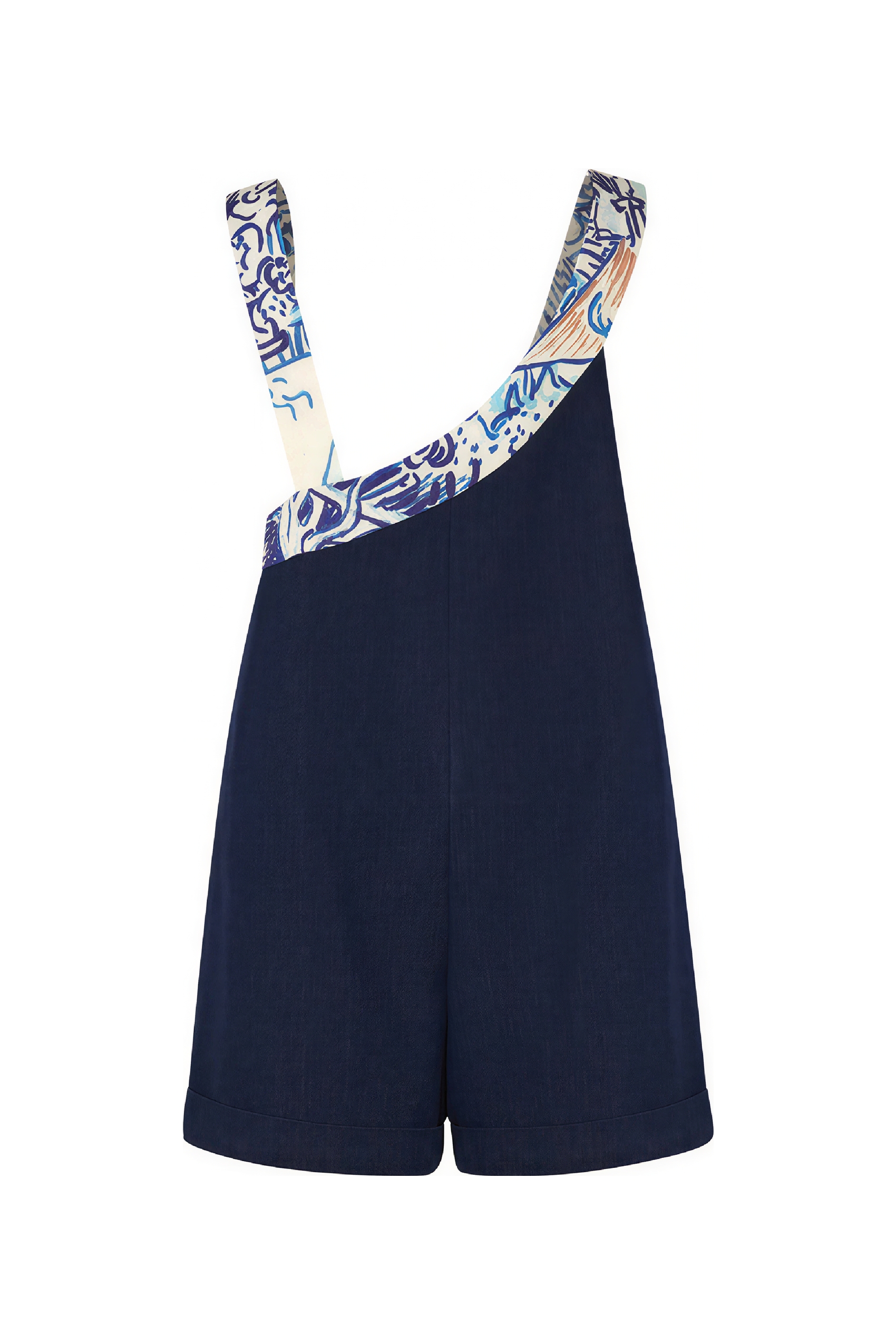 High-Waist Relaxed Wide-Leg Overall Shorts