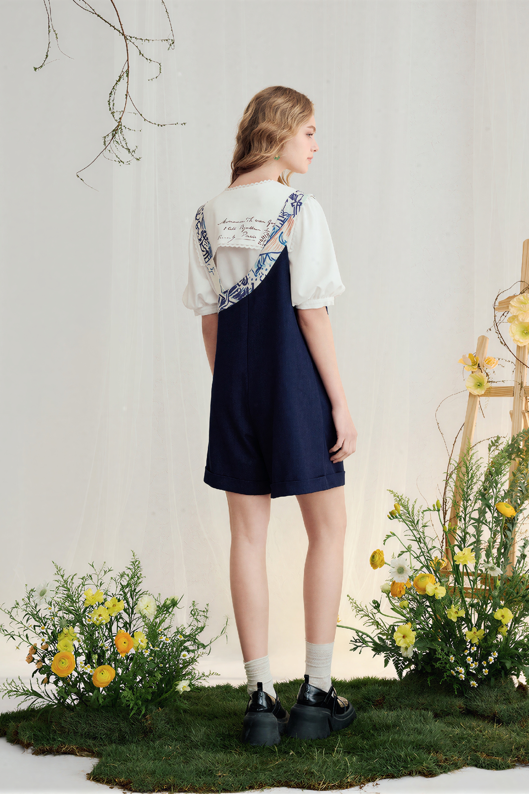 High-Waist Relaxed Wide-Leg Overall Shorts