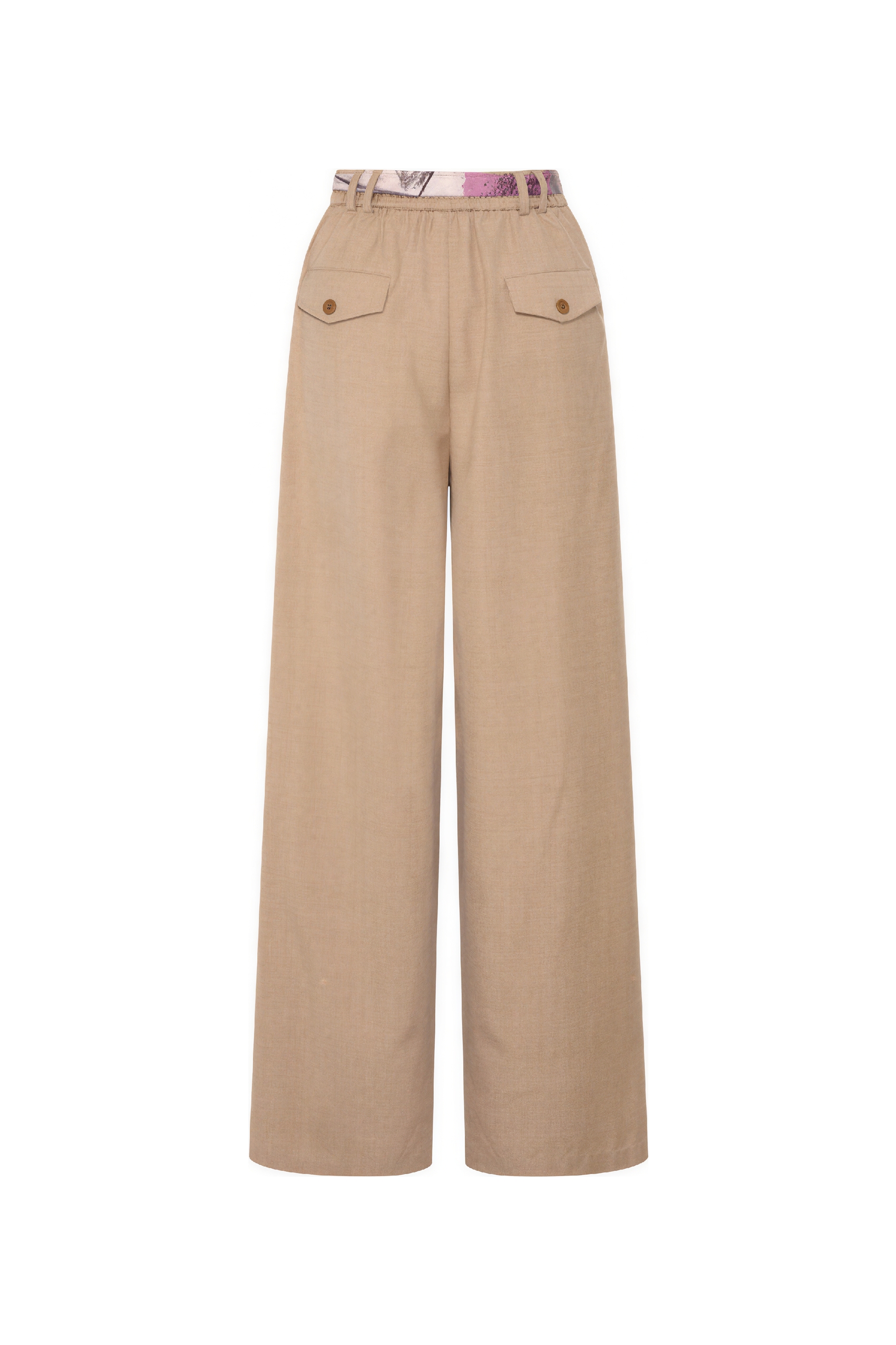 Khaki Draped Relaxed Straight Pants