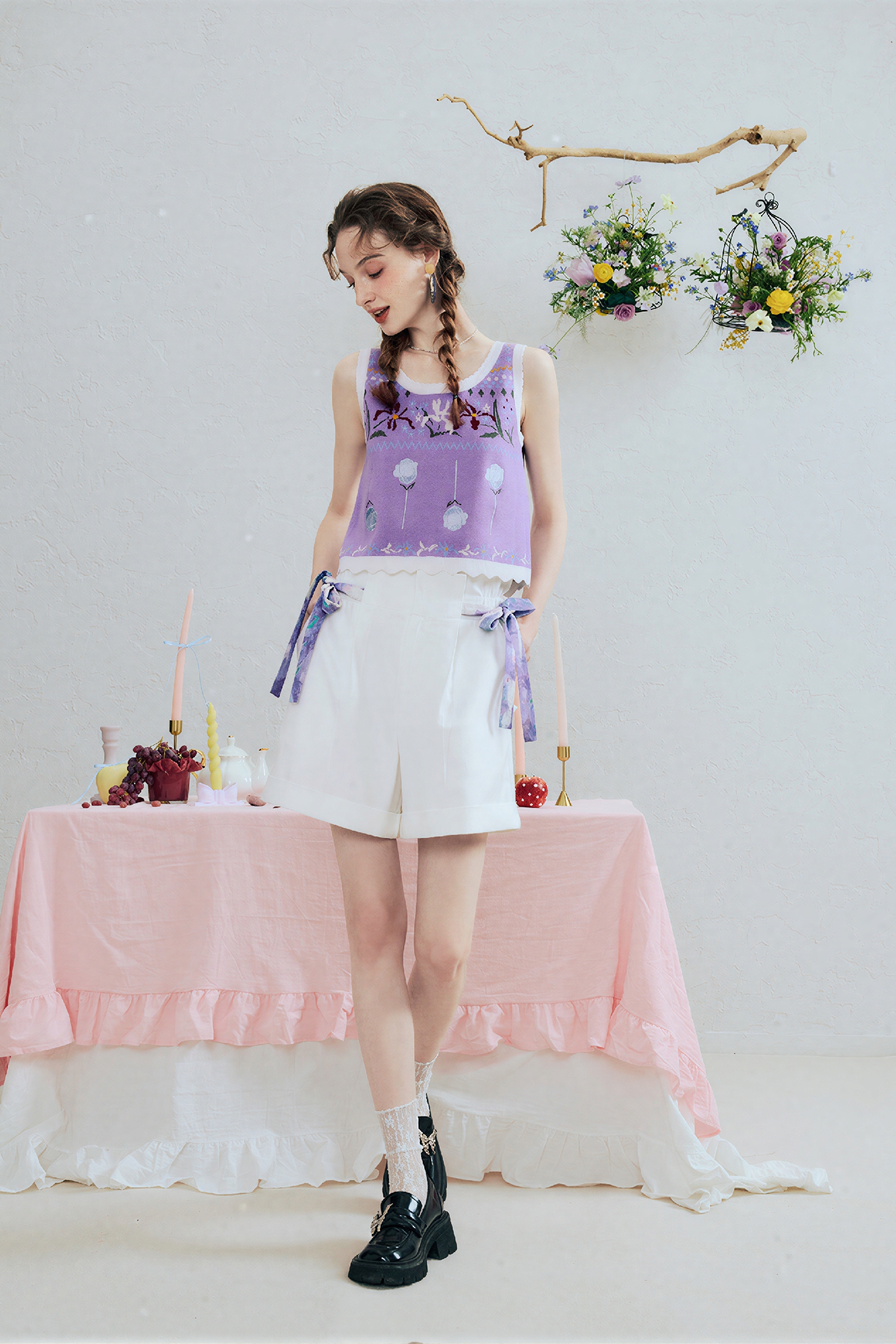 White Relaxed Wide-Leg Shorts