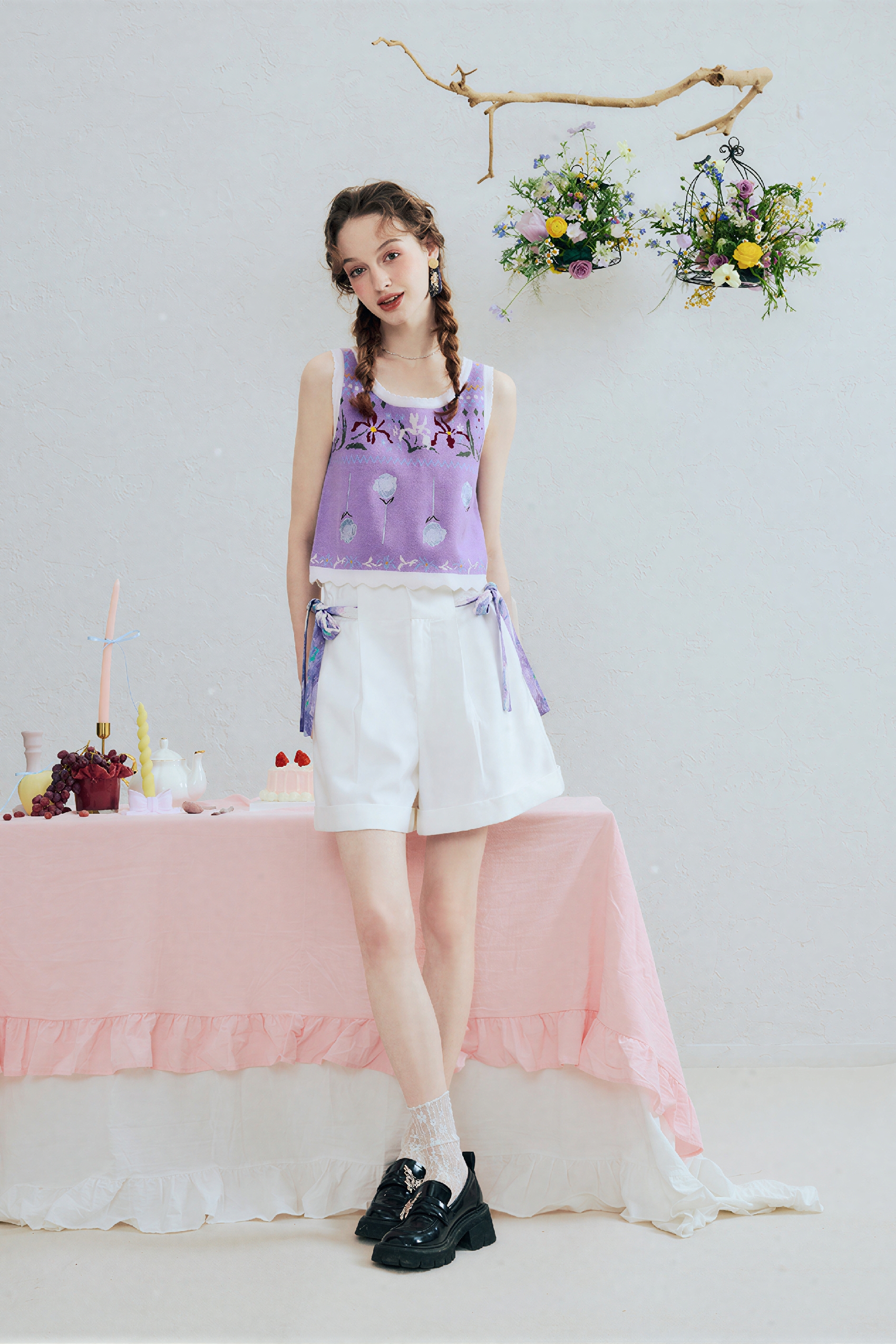 White Relaxed Wide-Leg Shorts