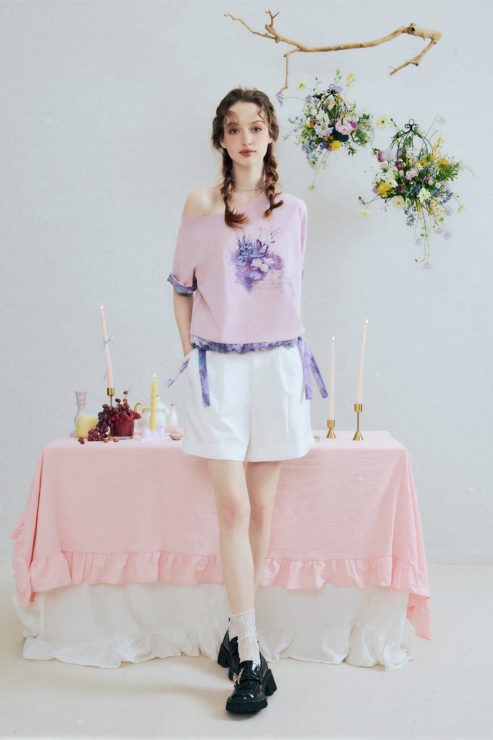 White Relaxed Wide-Leg Shorts