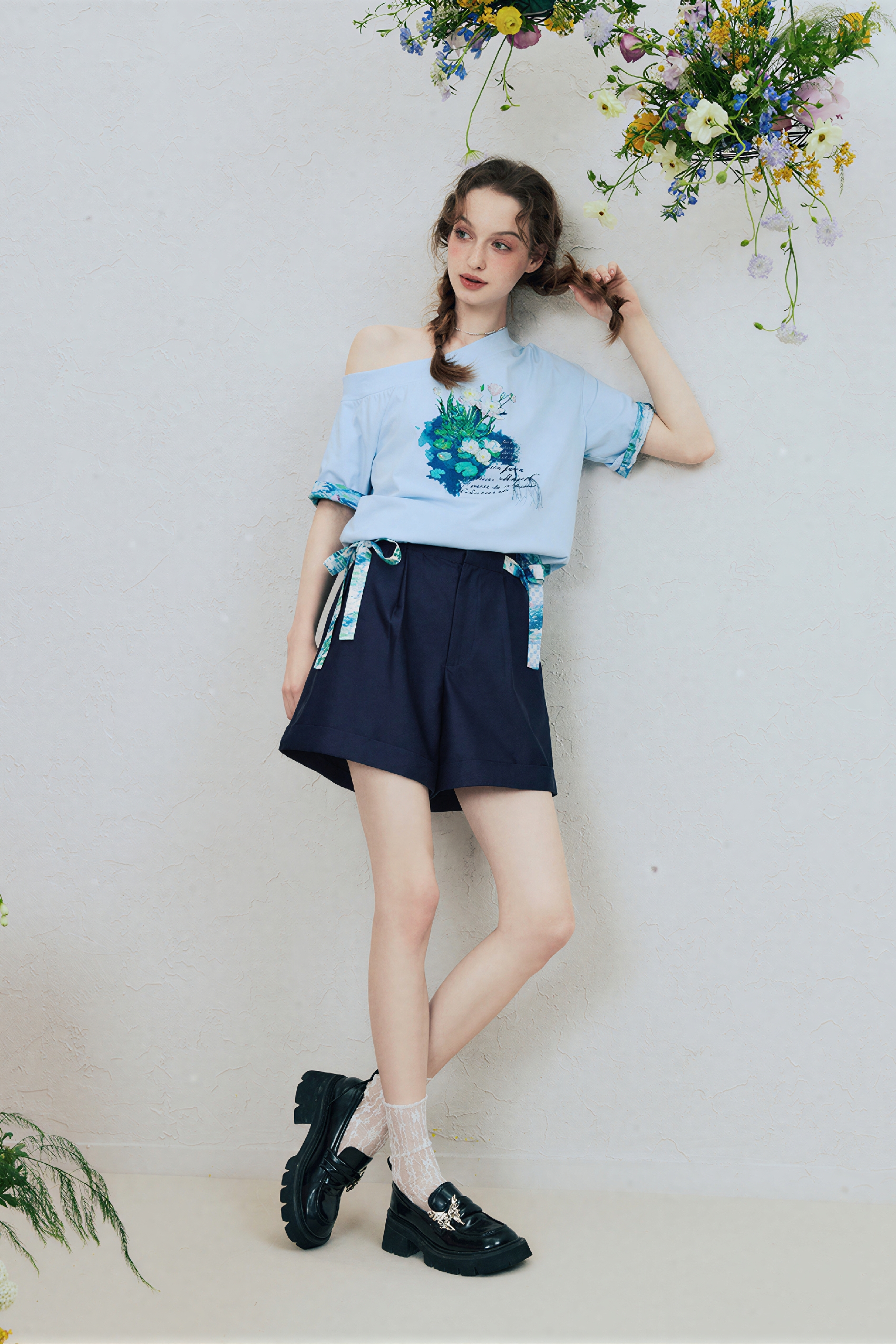 White Relaxed Wide-Leg Shorts