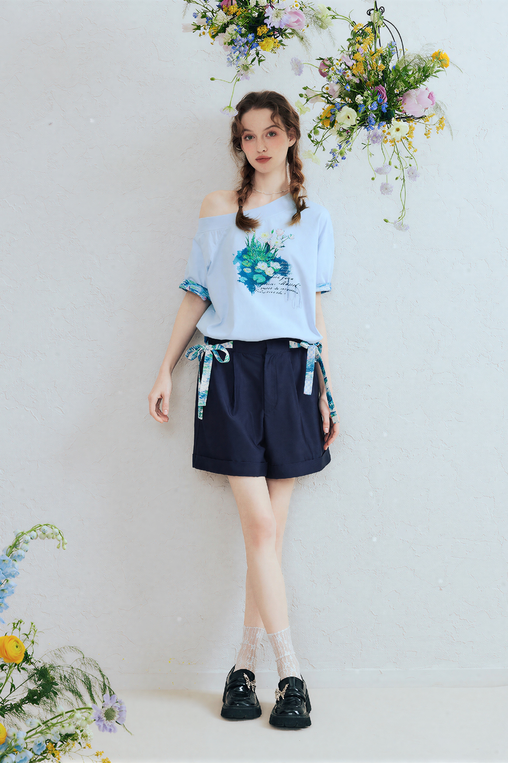 White Relaxed Wide-Leg Shorts