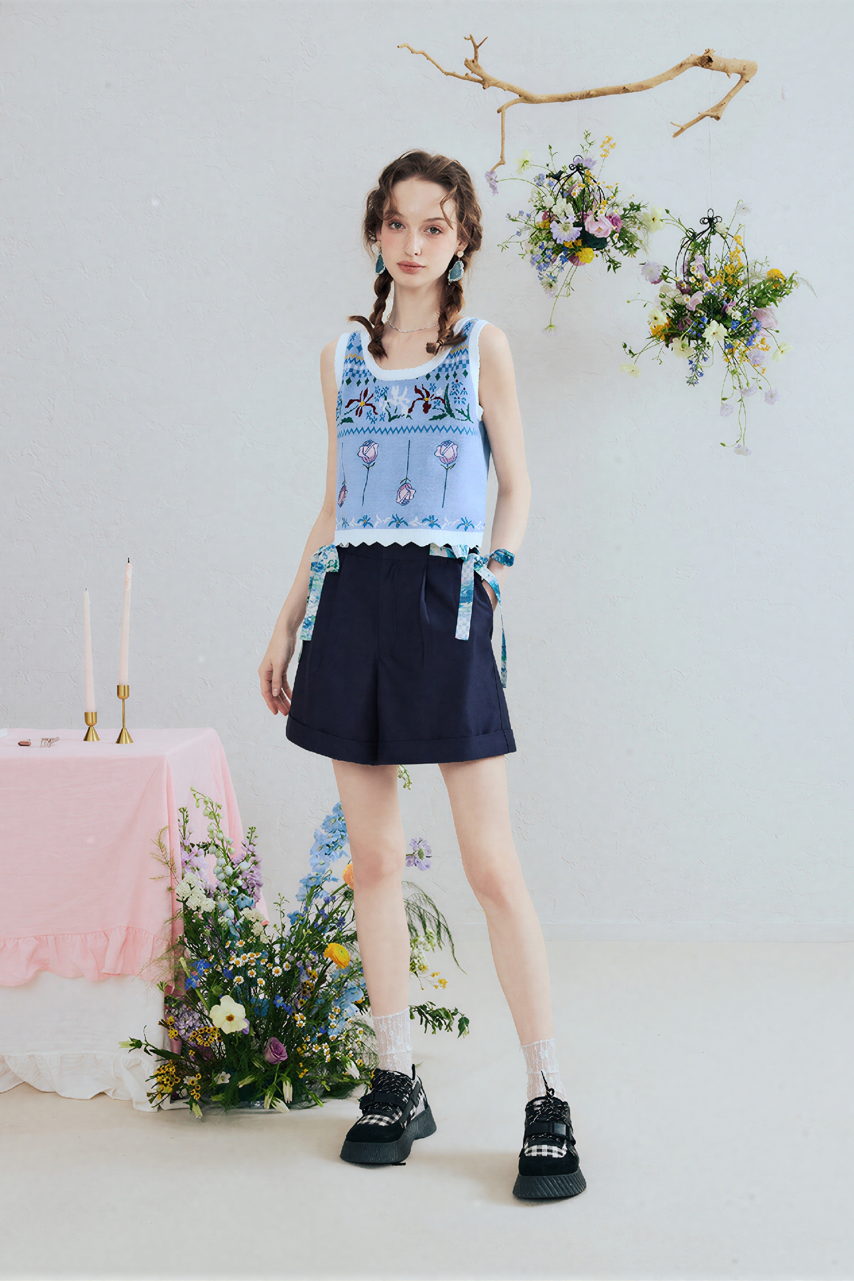 White Relaxed Wide-Leg Shorts