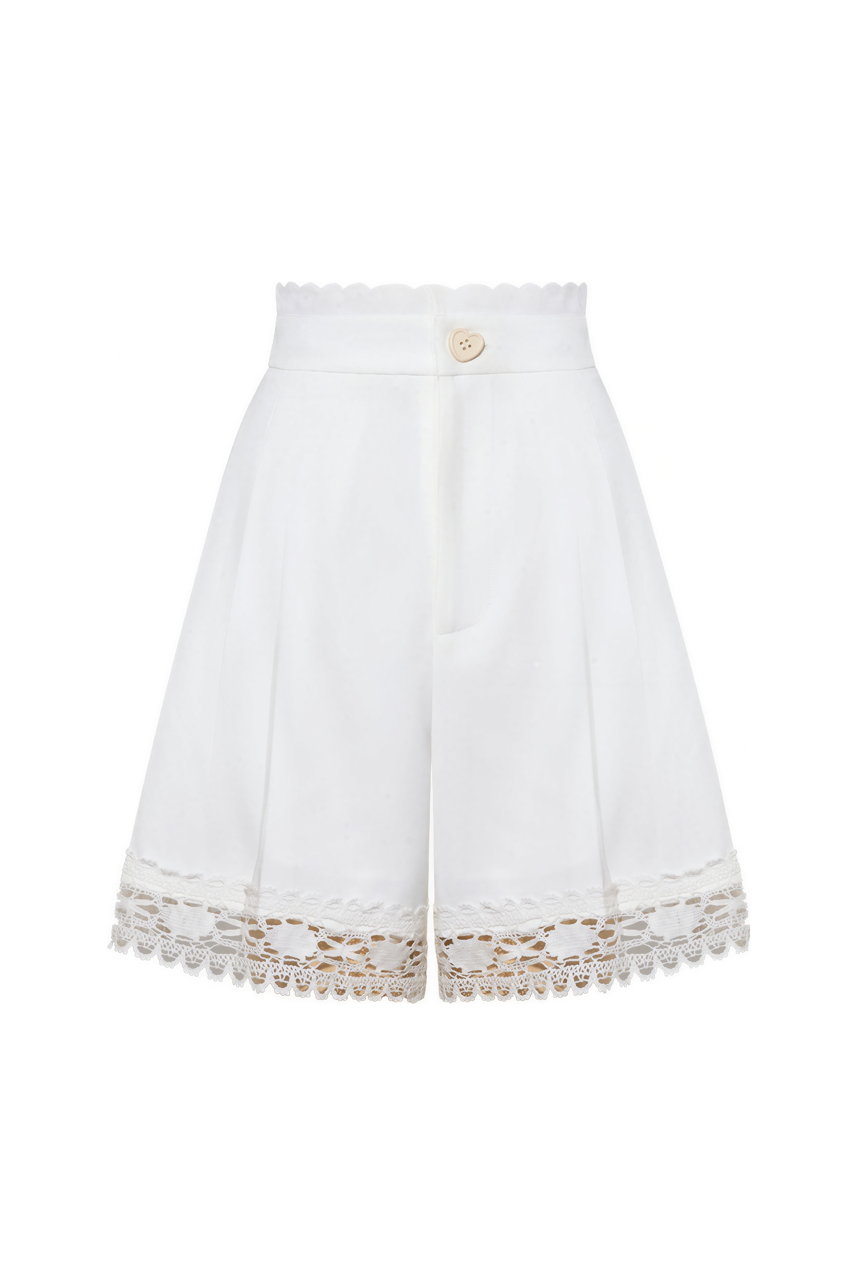 White A-Line Lace Detail Shorts