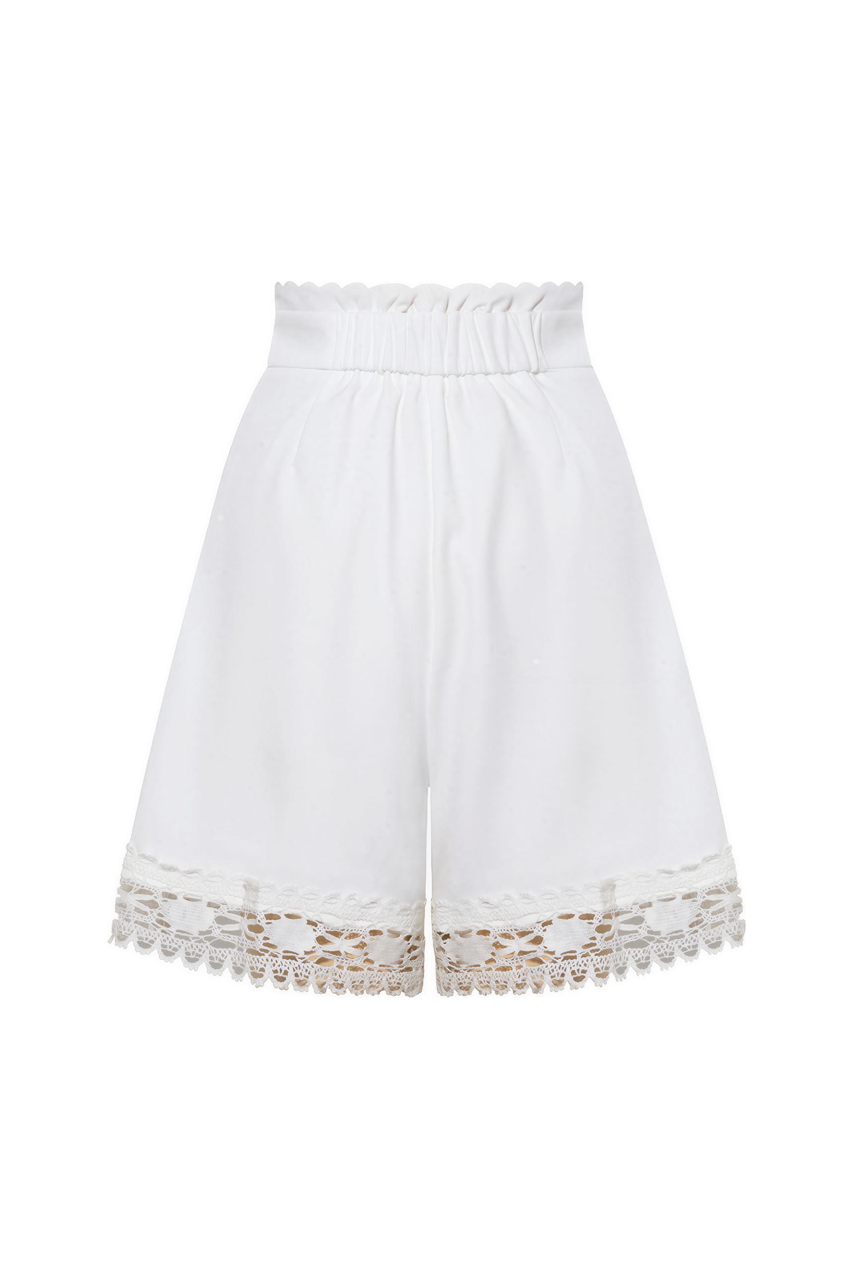 White A-Line Lace Detail Shorts